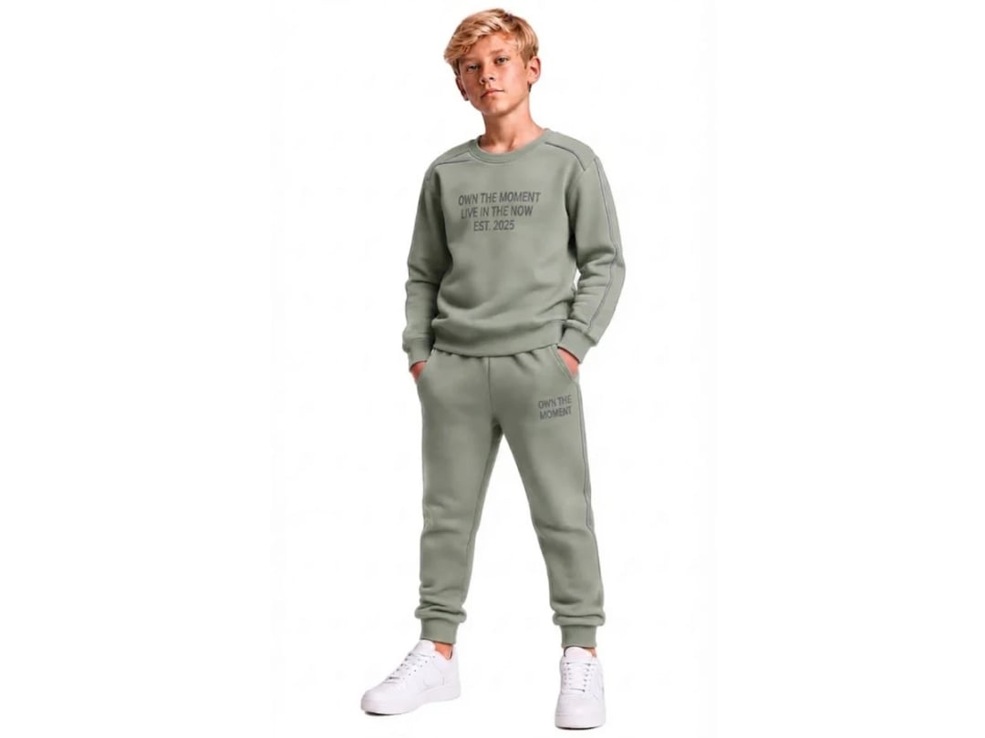 Boys' Printed 3-Thread Brushed Sweatshirt and Trousers Set - Koska - by Peralane
