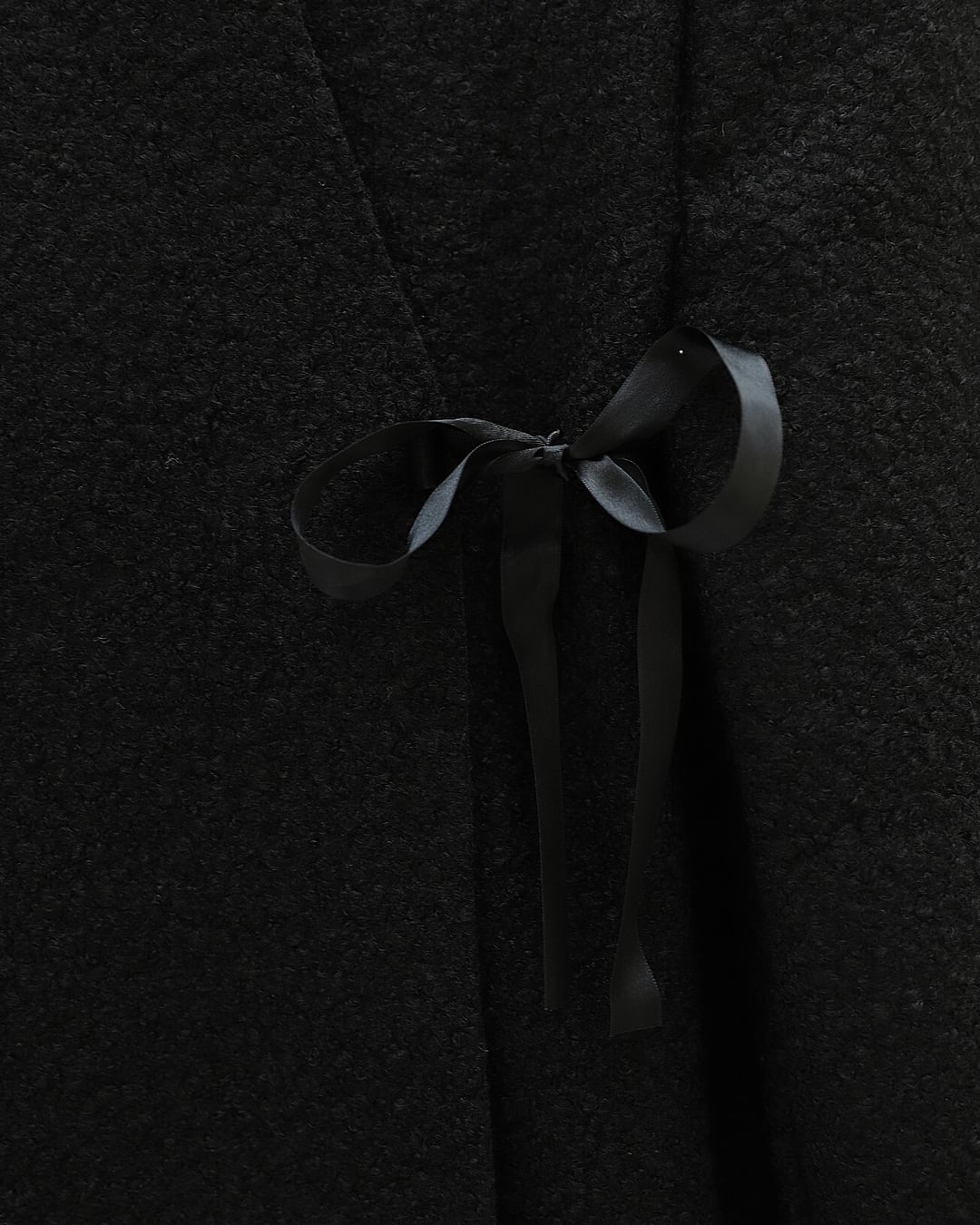 Black Wrap Boucle Kimono with Side Tie - Podyumplus - by Peralane - photo 4