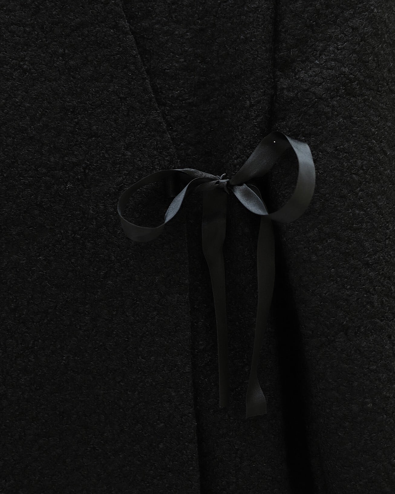 Black Wrap Boucle Kimono with Side Tie - Podyumplus - by Peralane - photo 4