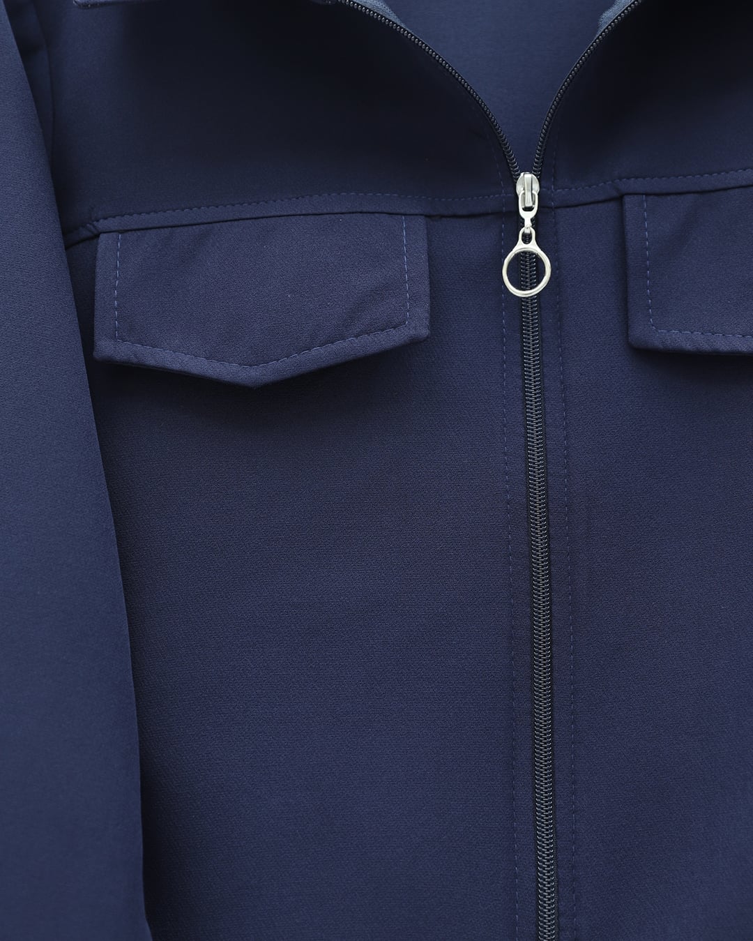 Navy Zip-Front Double Knit Two-Piece Set with Elastic Waist and Cuffs - Podyumplus - by Peralane - photo 3