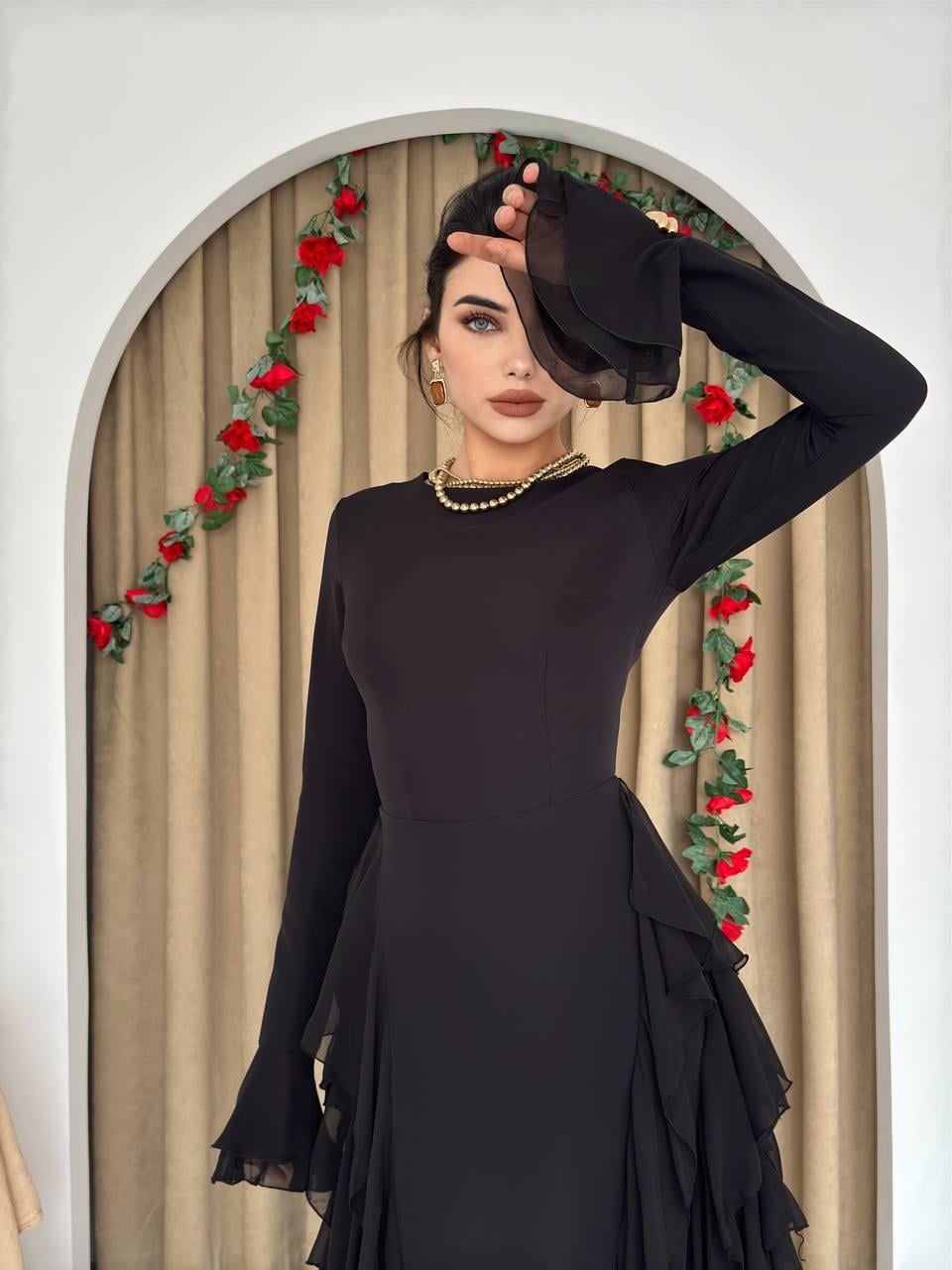 Rel Ruffle Detail Dress ETK-00557-black - Etika - by Peralane - photo 3