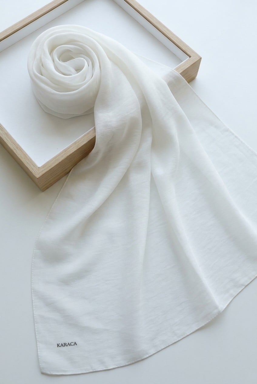 Sequin Voile Scarf - Ecru - Podyumplus - by Peralane