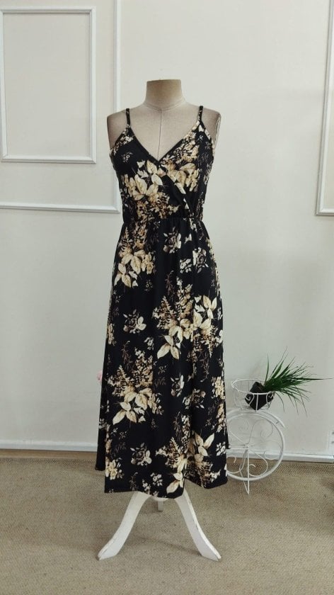 Women's Spaghetti Strap Wrap Midi Dress with Floral Print - Janes - by Peralane - photo 4
