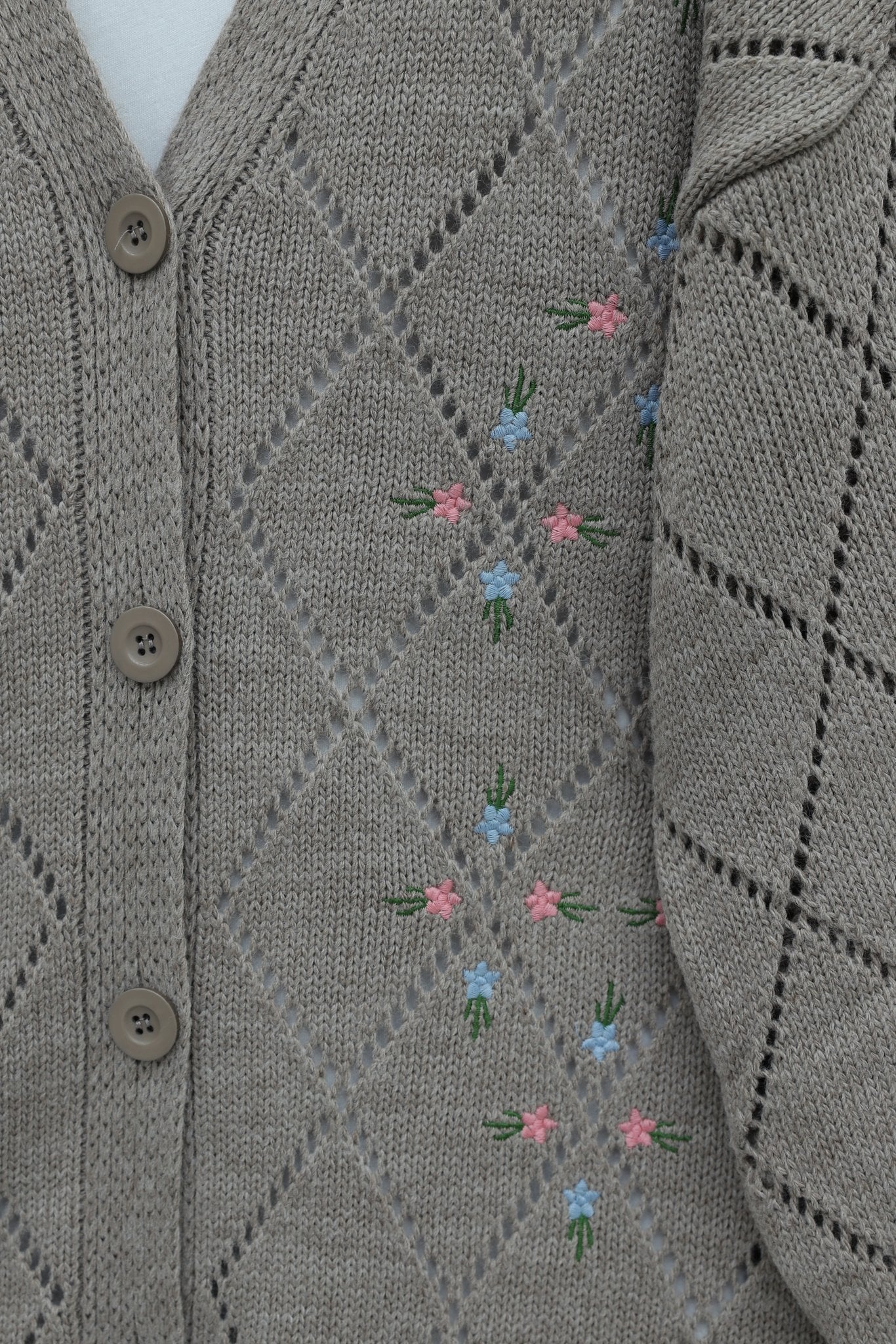 Embroidered Diamond Knit Cardigan - Earth - Podyumplus - by Peralane - photo 7