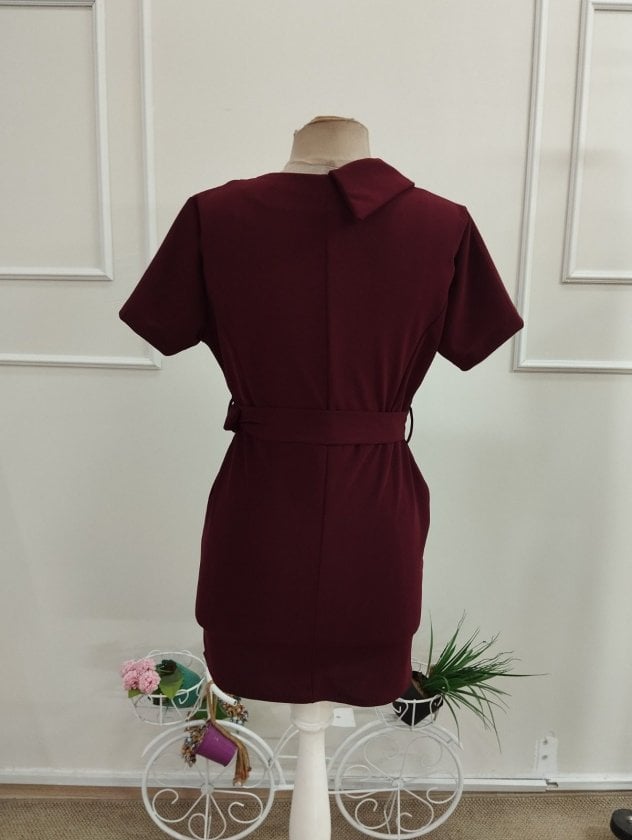 Women's Short-Sleeved Wrap Dress with Belt and Gold Buttons - Janes - by Peralane - photo 5