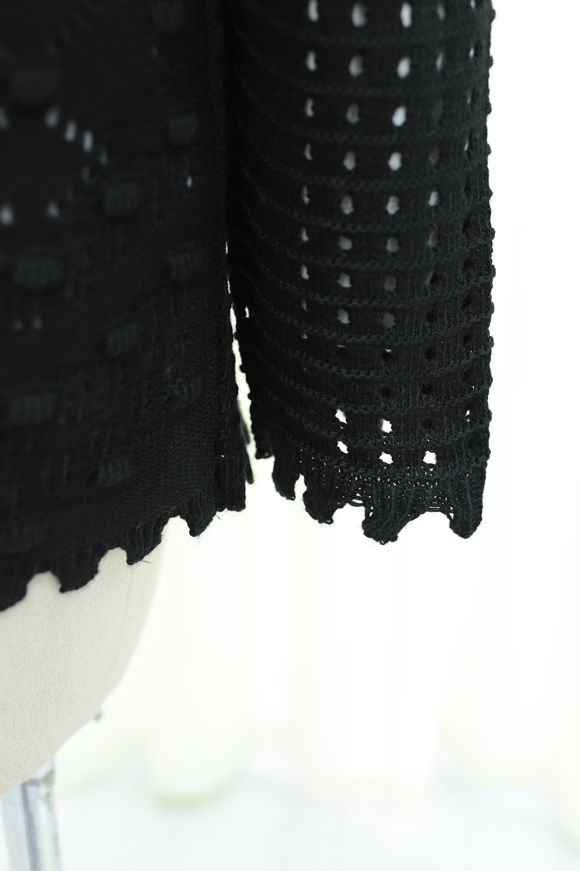 Black Textured Cardigan with Floral Embroidery and Beads - Podyumplus - by Peralane - photo 7