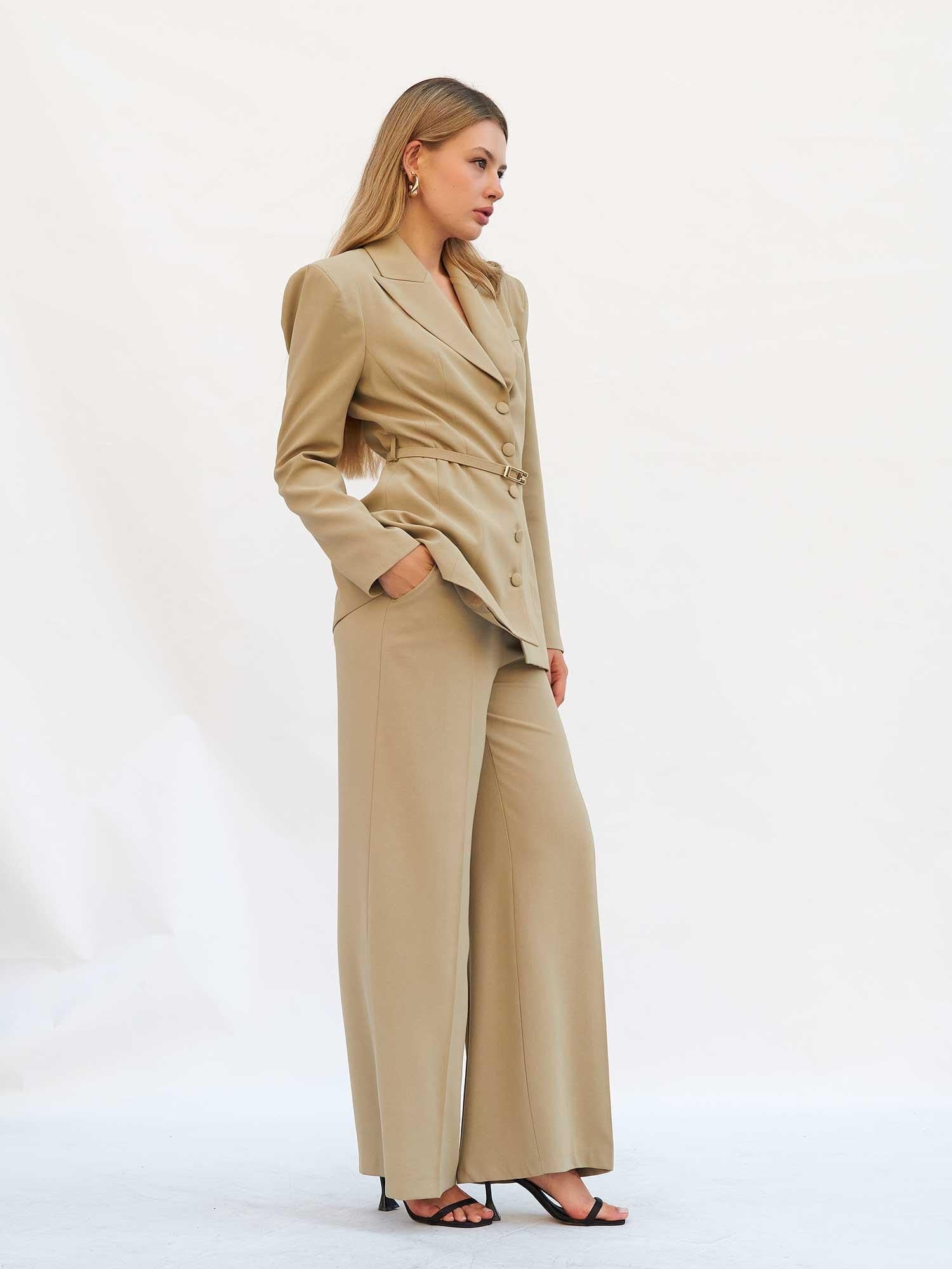 Women's High-Waist Wide-Leg Trousers in Light Green - Lefon - by Peralane - photo 9