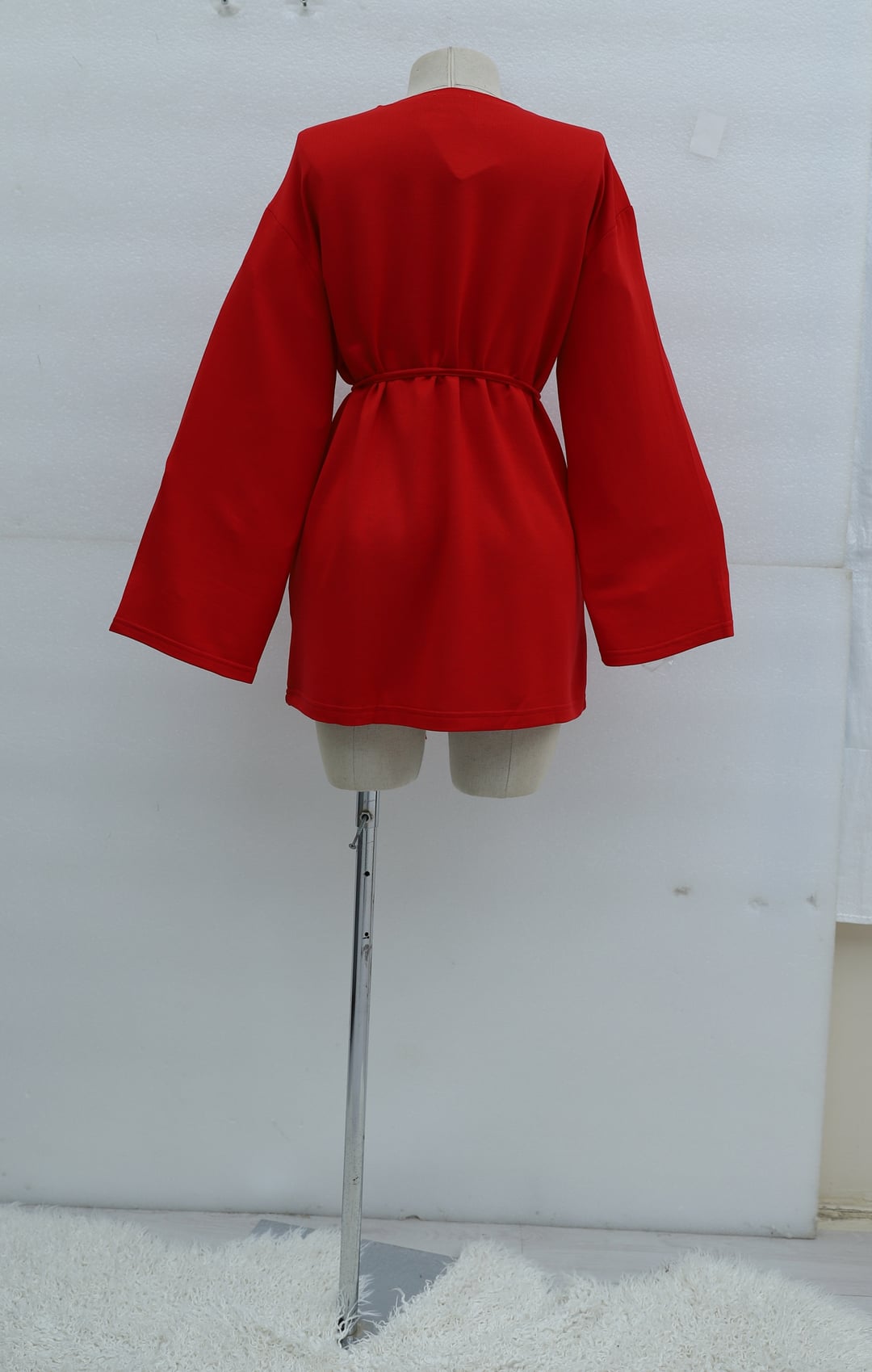 Round Neck Tie Waist Knit Tunic - Red - Podyumplus - by Peralane - photo 10