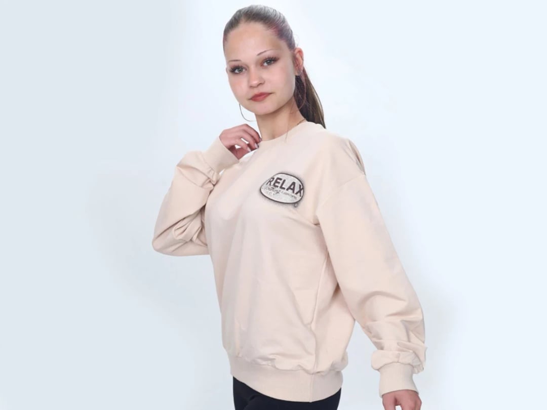 Relax Print Girls' Sweatshirt - Beige - Vizviz - by Peralane