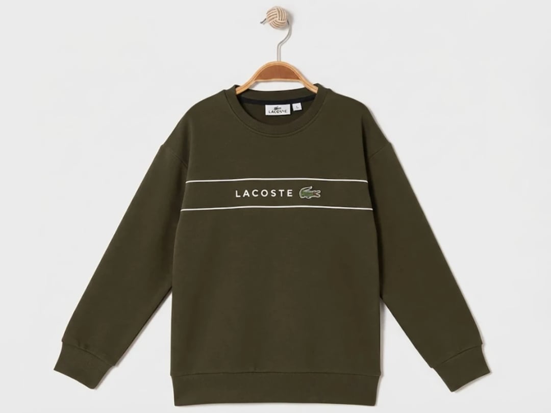 Lacoste Print 3-String Brushed Boys Sweatshirt - Khaki - Ruhat Kids - by Peralane