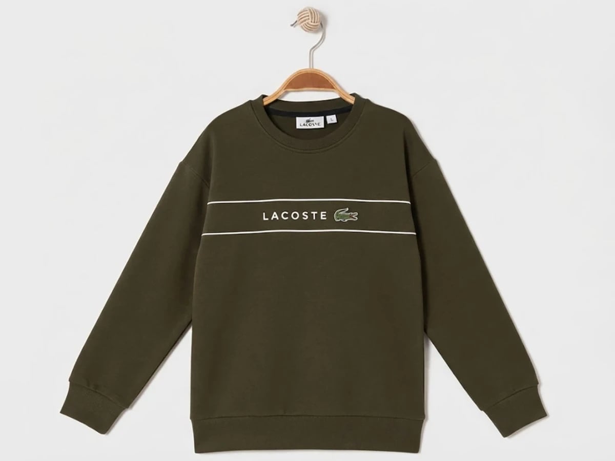 Lacoste Print 3-String Brushed Boys Sweatshirt - Khaki - Ruhat Kids - by Peralane