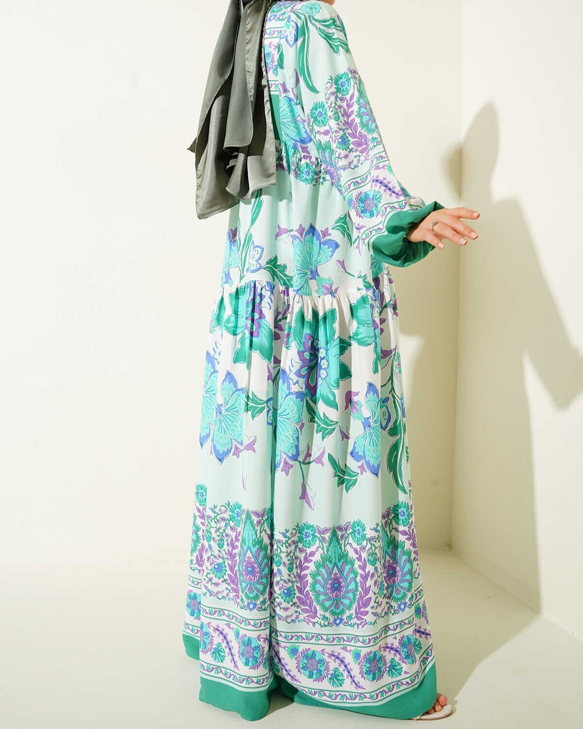 Mint Green Floral Long Sleeve Modest Dress - Women's - Bigdart - by Peralane - photo 6