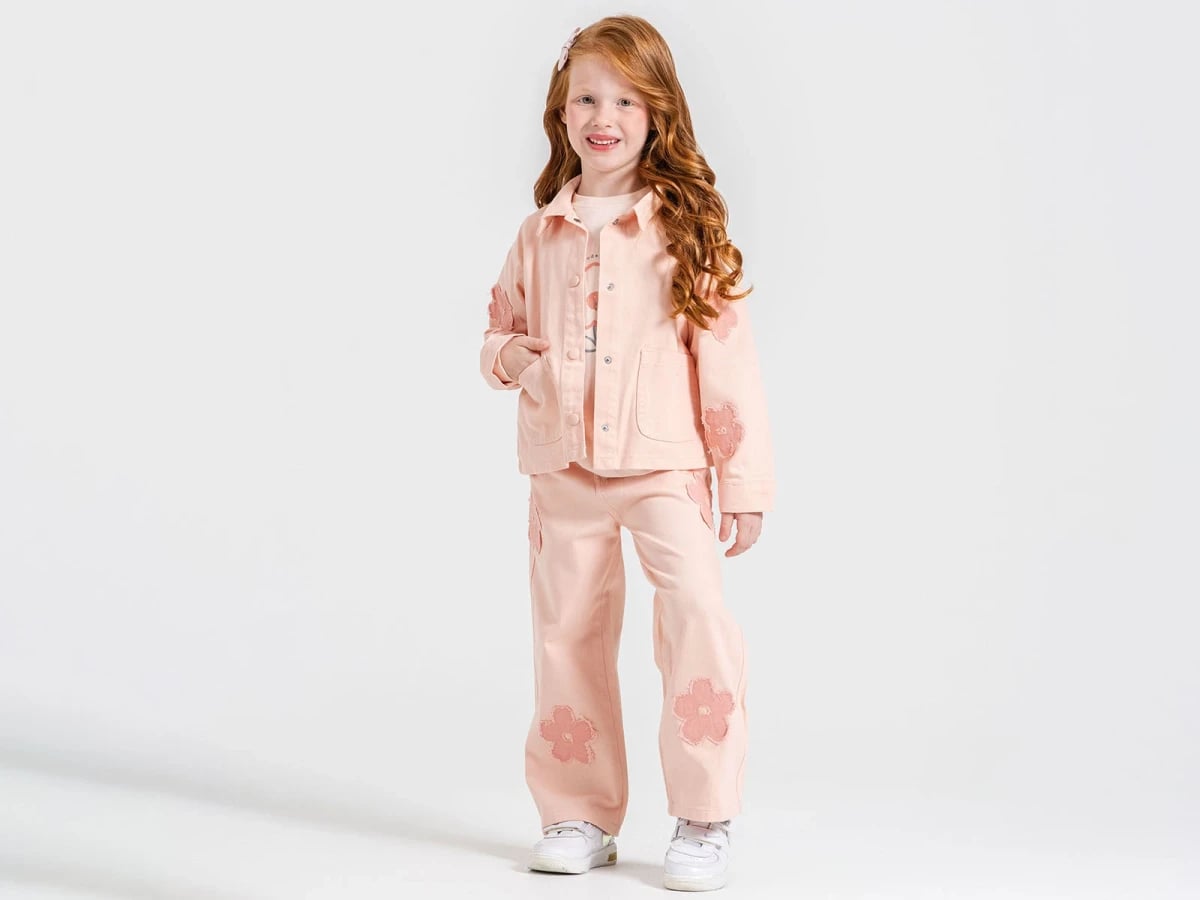Girls' 3-Piece Set with Daisy Print Jacket and Trousers - Ecolkiz - by Peralane