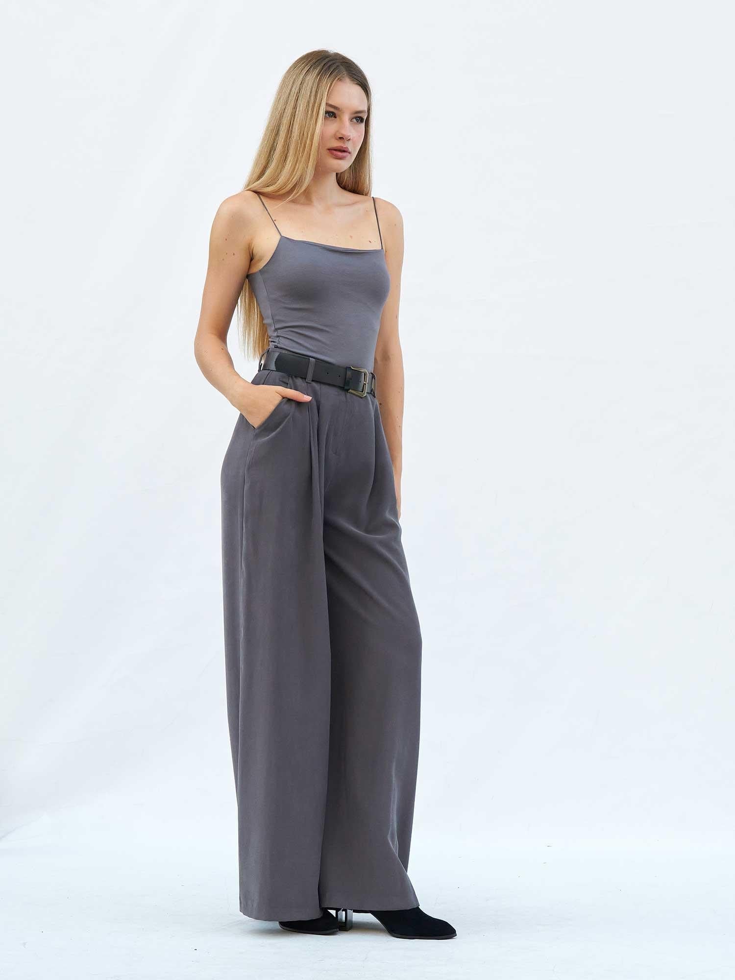 Pleated Palazzo Trousers with Belt - Women's Set - Lefon - by Peralane - photo 7