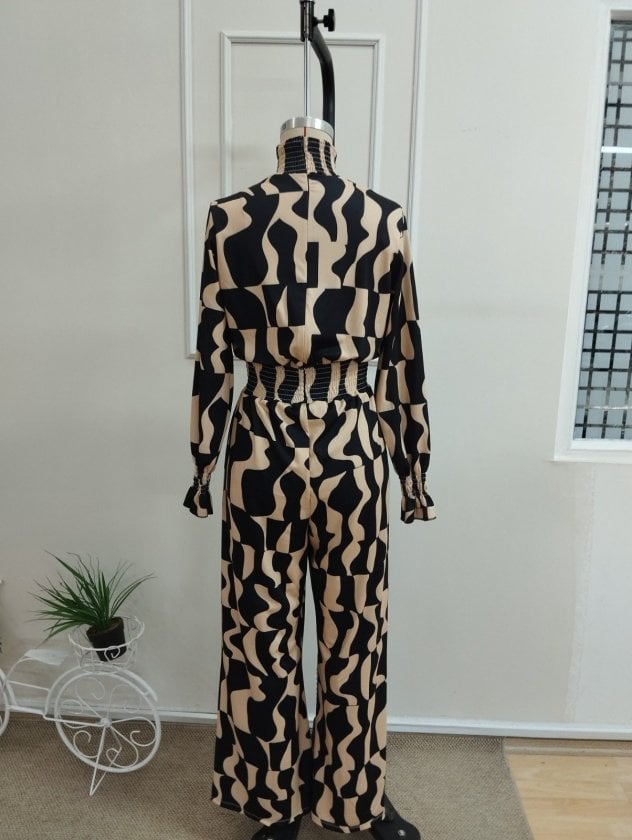 Women's Long-Sleeve High-Neck Drawstring Waist Jumpsuit - Janes - by Peralane - photo 5
