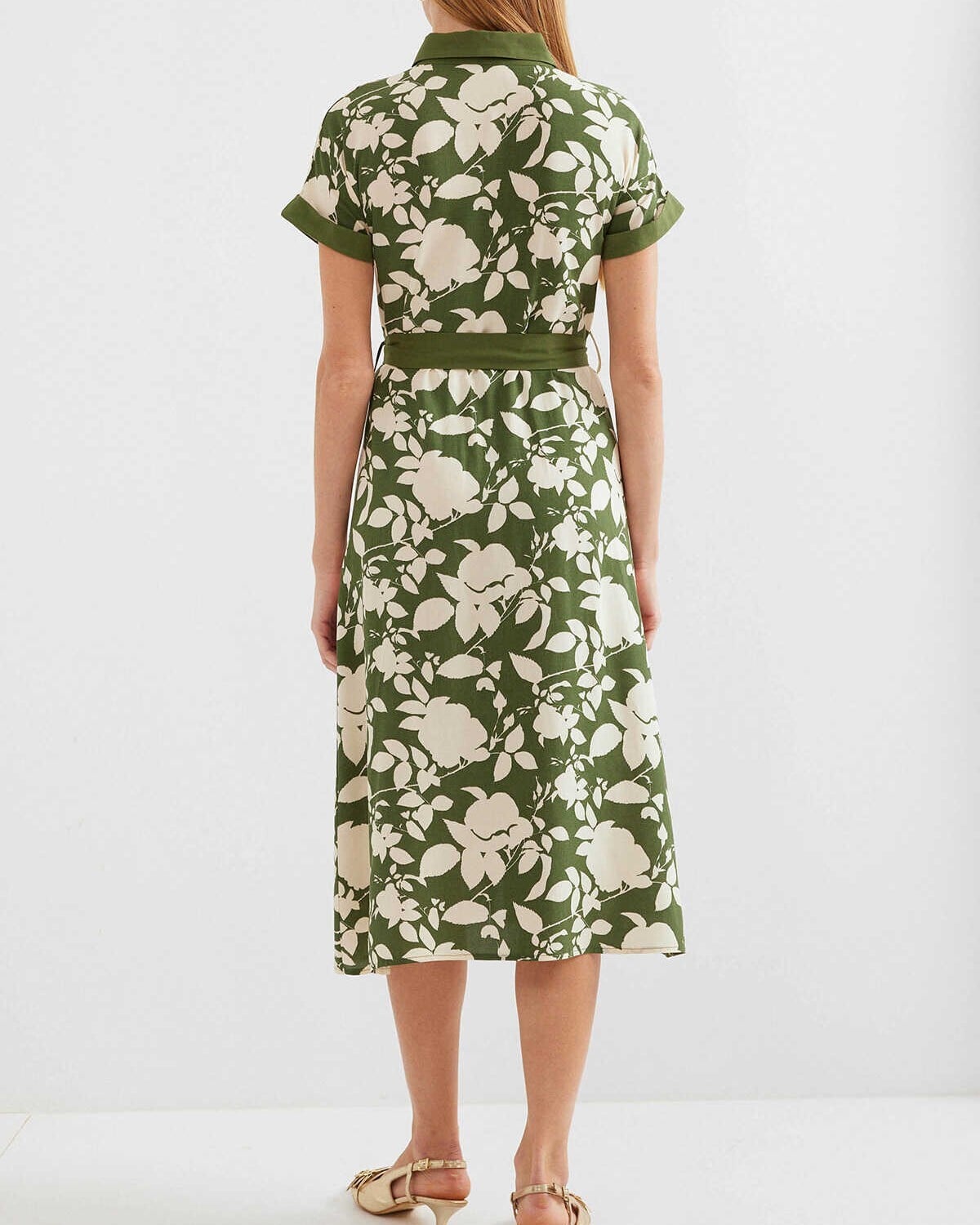 Women's Patterned Shirt Dress in Khaki Green - Bigdart - by Peralane - photo 4