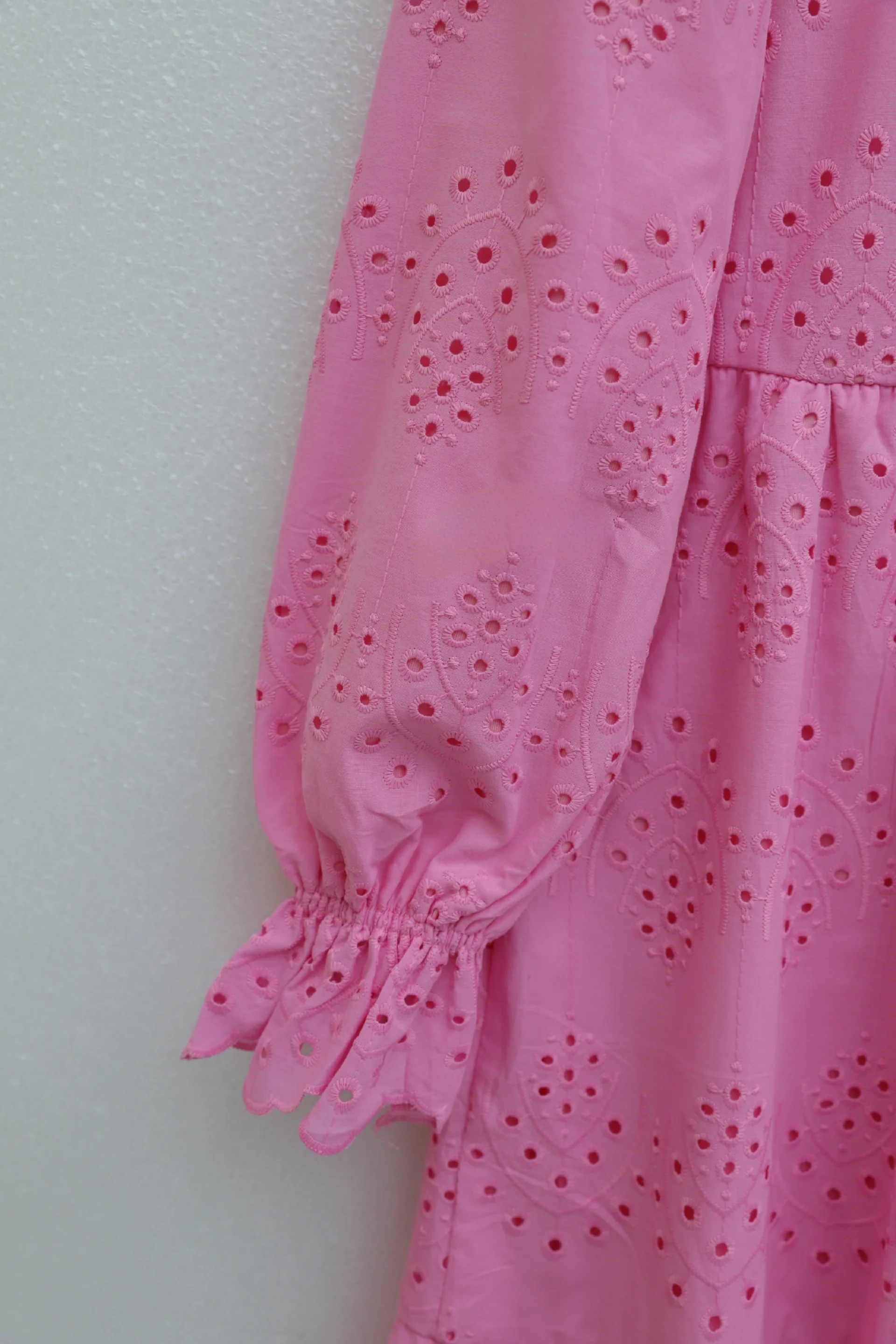 Half-Button Lace Detail Smocked Dress - Pink - Podyumplus - by Peralane - photo 7