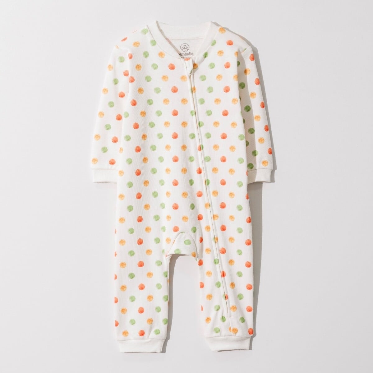Unisex Baby Footed Romper with Polka Dot Print - 6-18M - Pambuliq - by Peralane