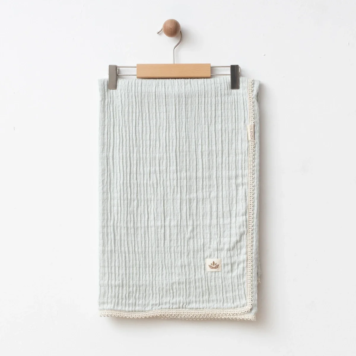 Muslin Baby Blanket with Lace Trim - Eslenza - by Peralane