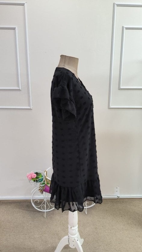 Women's Short Sleeve V-Neck Polka Dot Chiffon Dress - Janes - by Peralane - photo 8