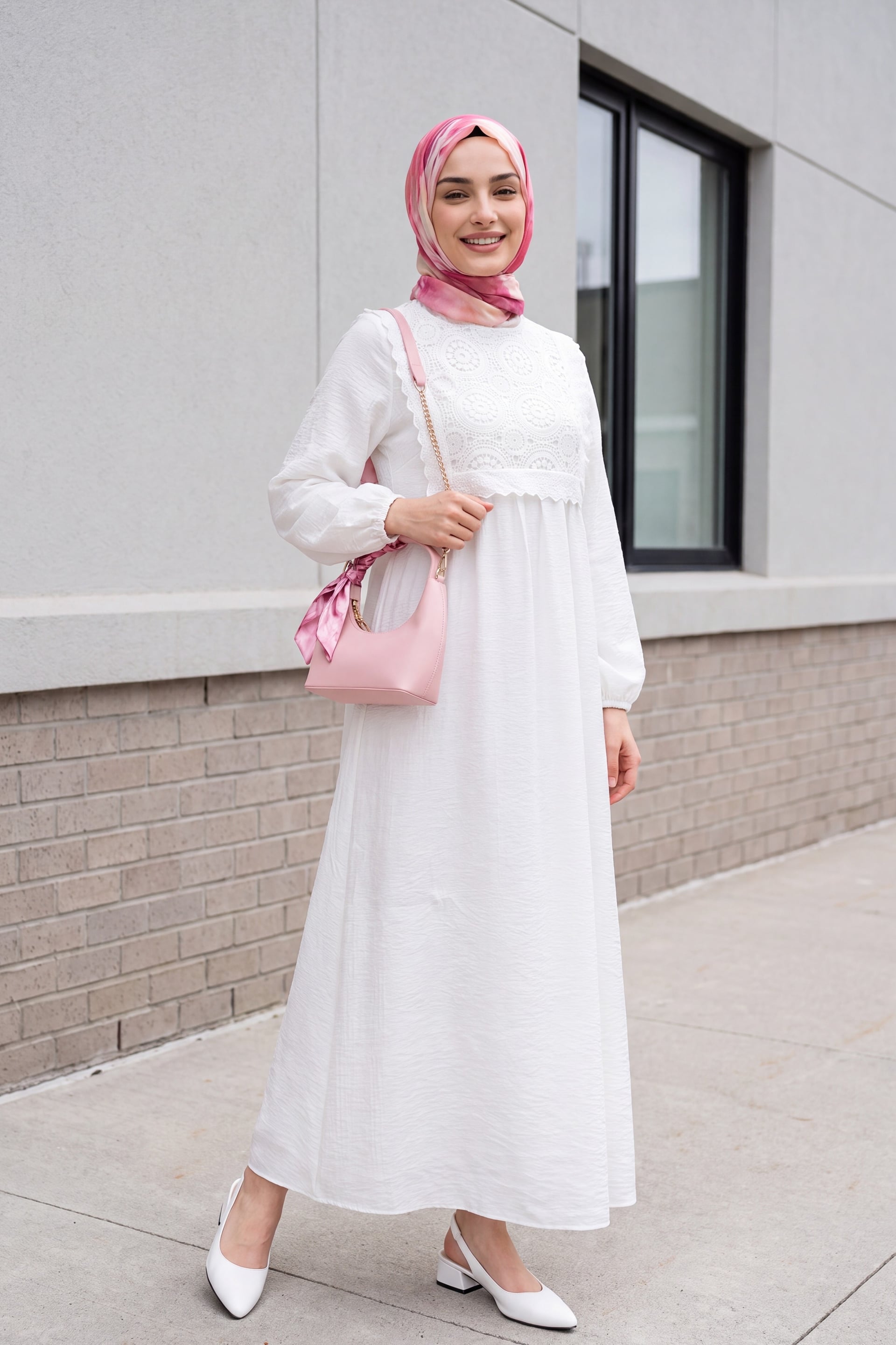 White Lace-Trimmed Maxi Dress with Removable Lace Vest - Podyumplus - by Peralane - photo 2