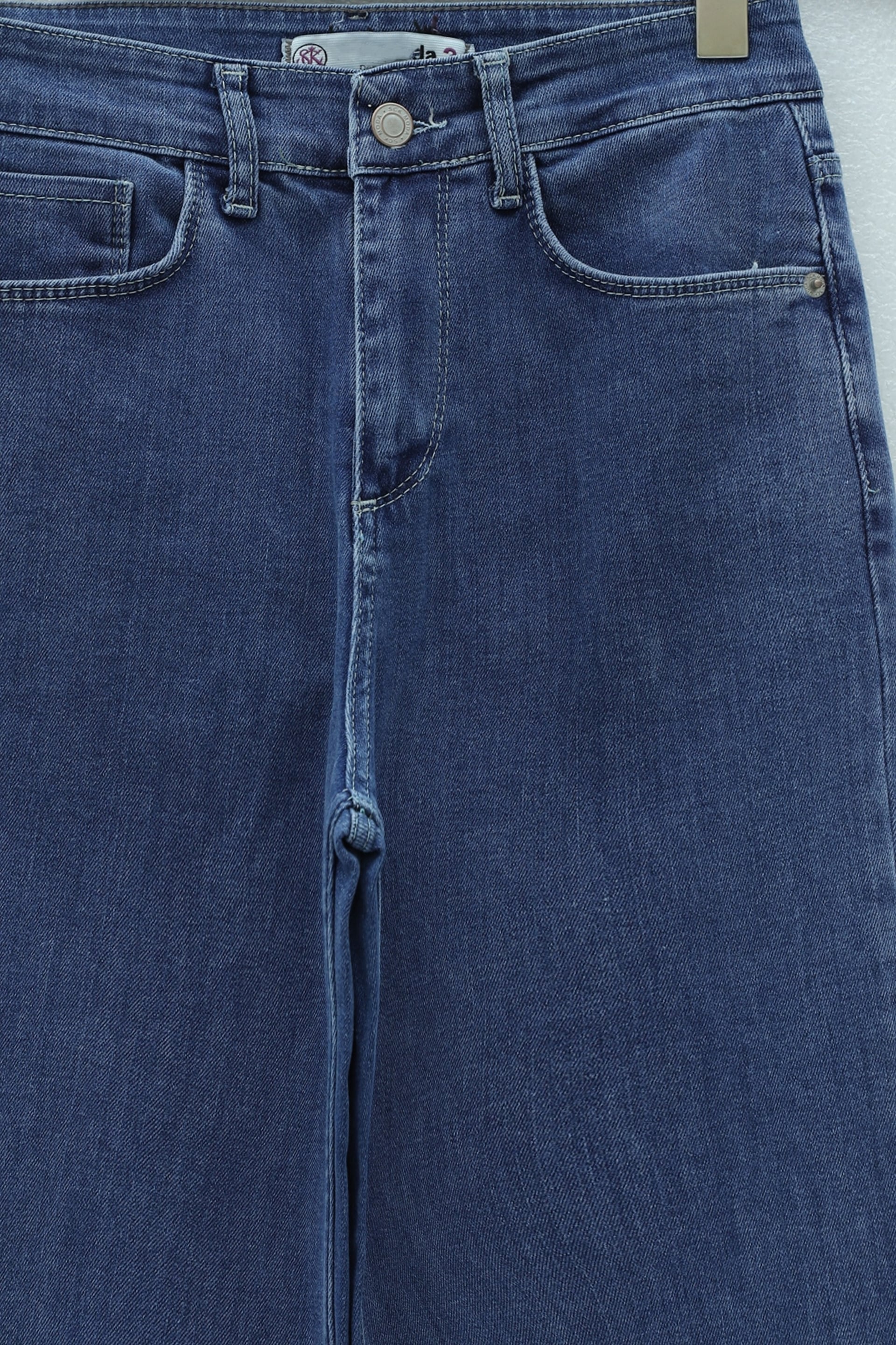 Pocket Zip Palazzo Denim Trousers - Blue - Podyumplus - by Peralane - photo 5