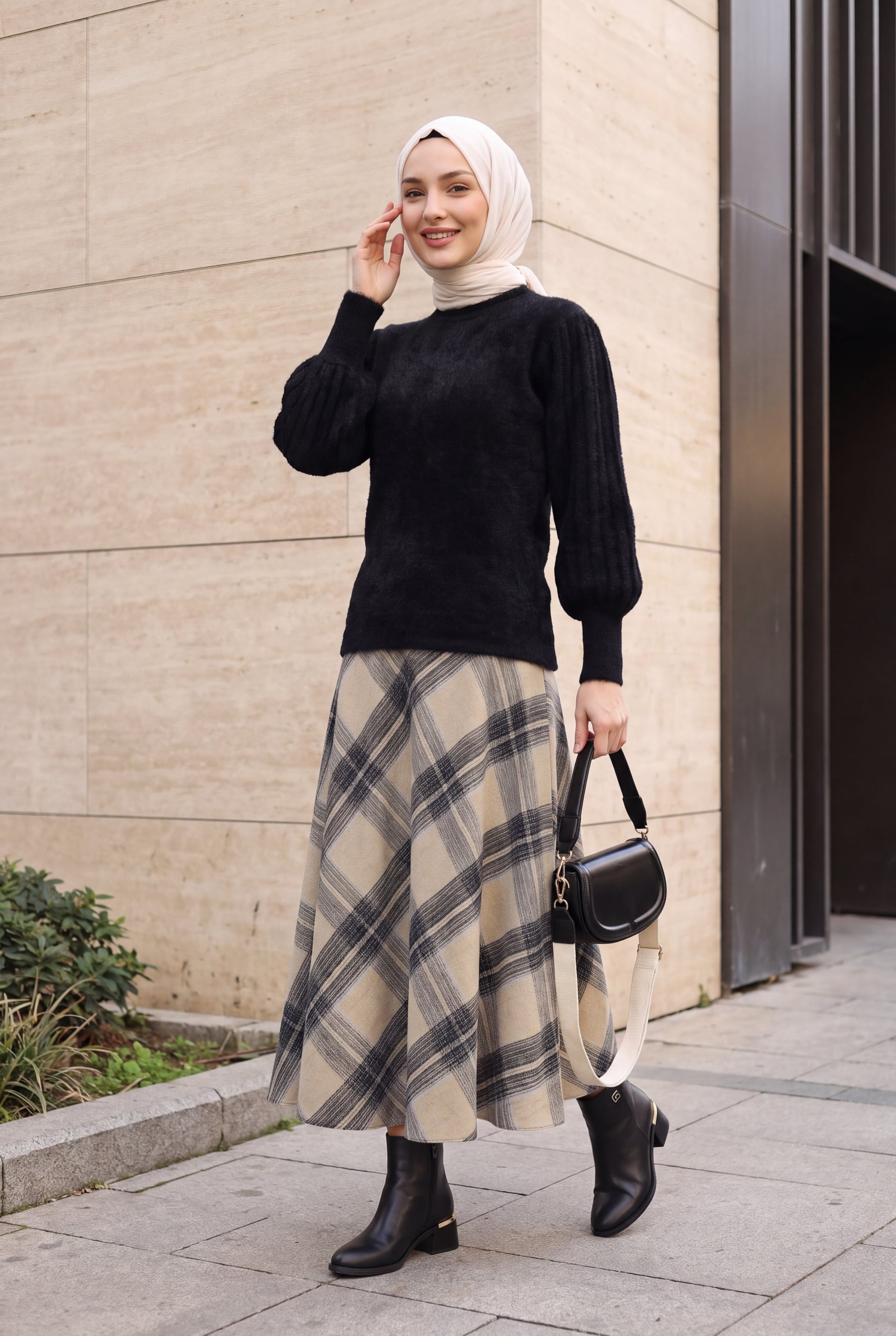 Women's Oversized Balloon Sleeve Knit Sweater - Black - Bigdart - by Peralane - photo 4