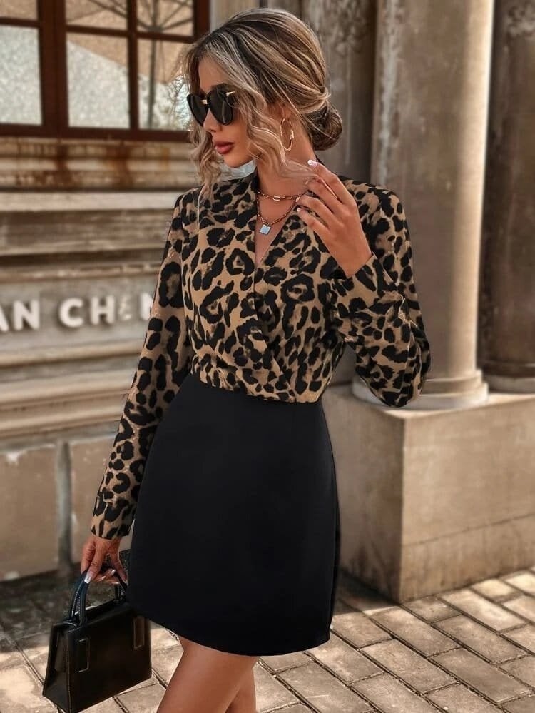 Women's Long Sleeve Wrap Neck Top with Skater Skirt and Imported Crepe Mini Dress - Janes - by Peralane - photo 3