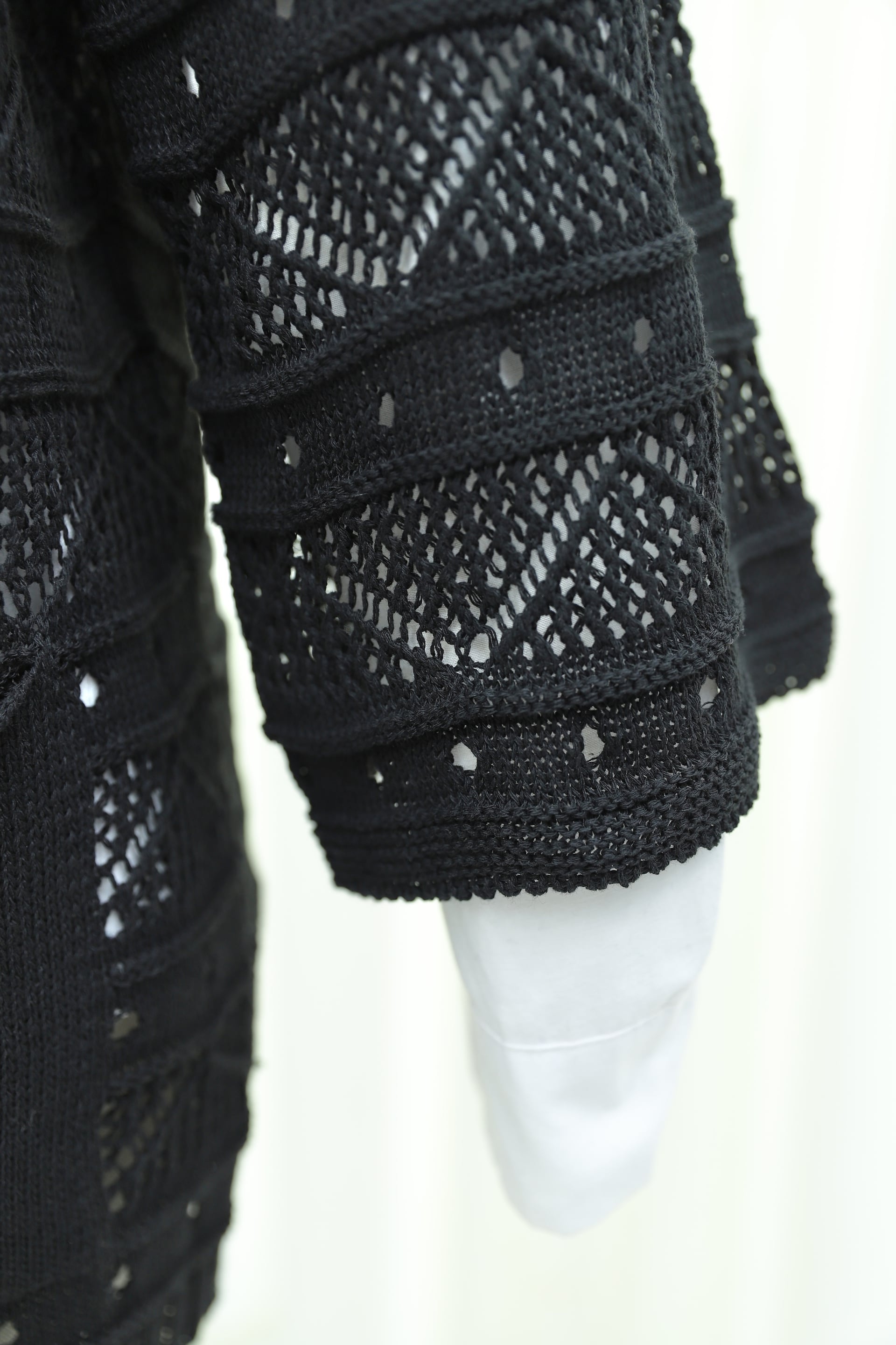 Black Open-Knit Spanish-Sleeve Cardigan with Double Pockets - Podyumplus - by Peralane - photo 6