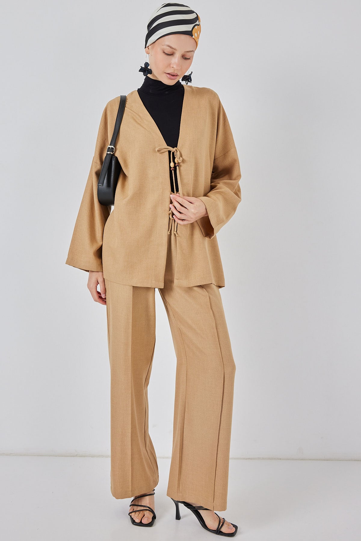 Women's Linen Kimono Two-Piece Set - Biscuit - Bigdart - by Peralane - photo 5