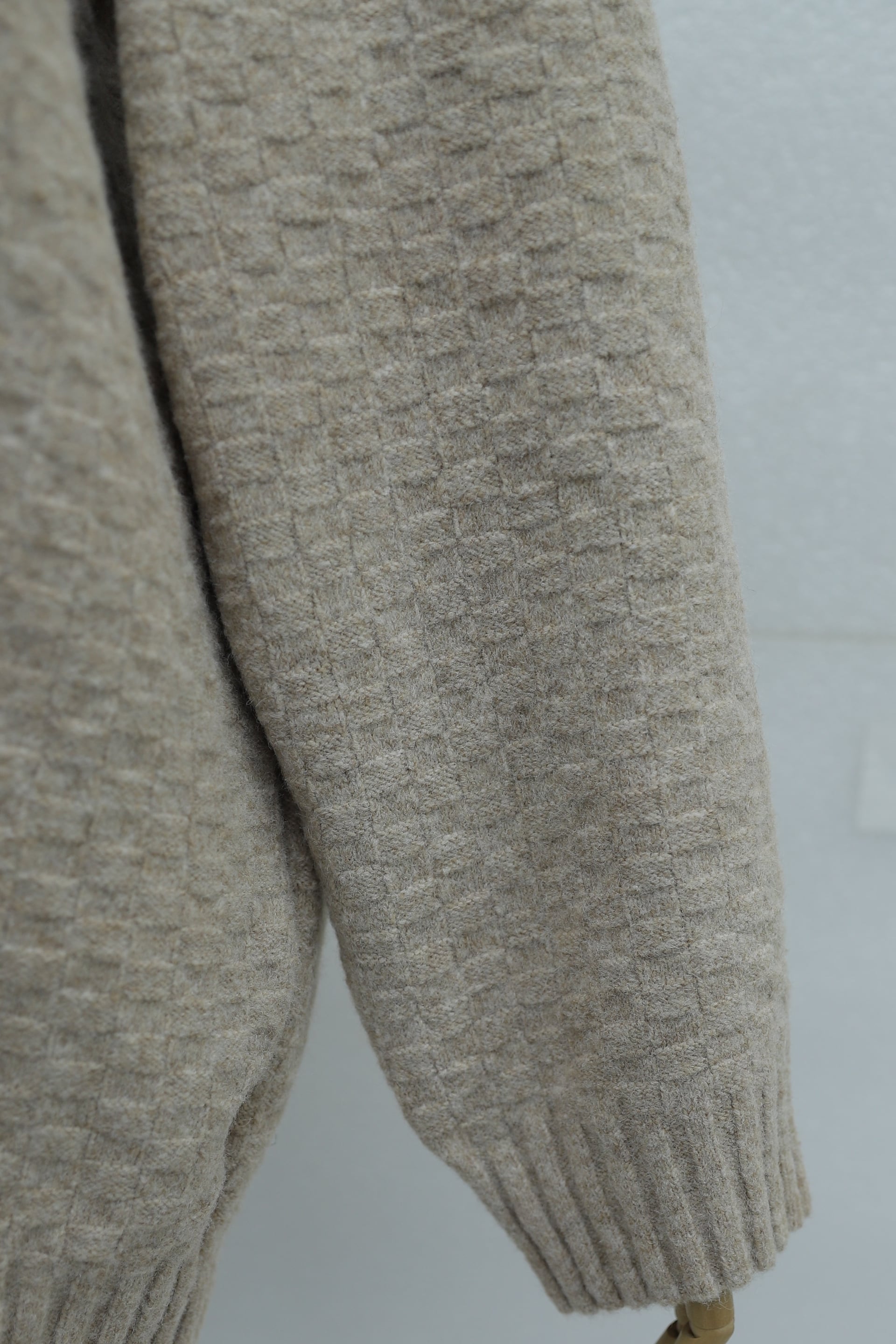 Round Neck Ribbed Hem Relaxed Knit Tunic - Light Beige - Podyumplus - by Peralane - photo 3