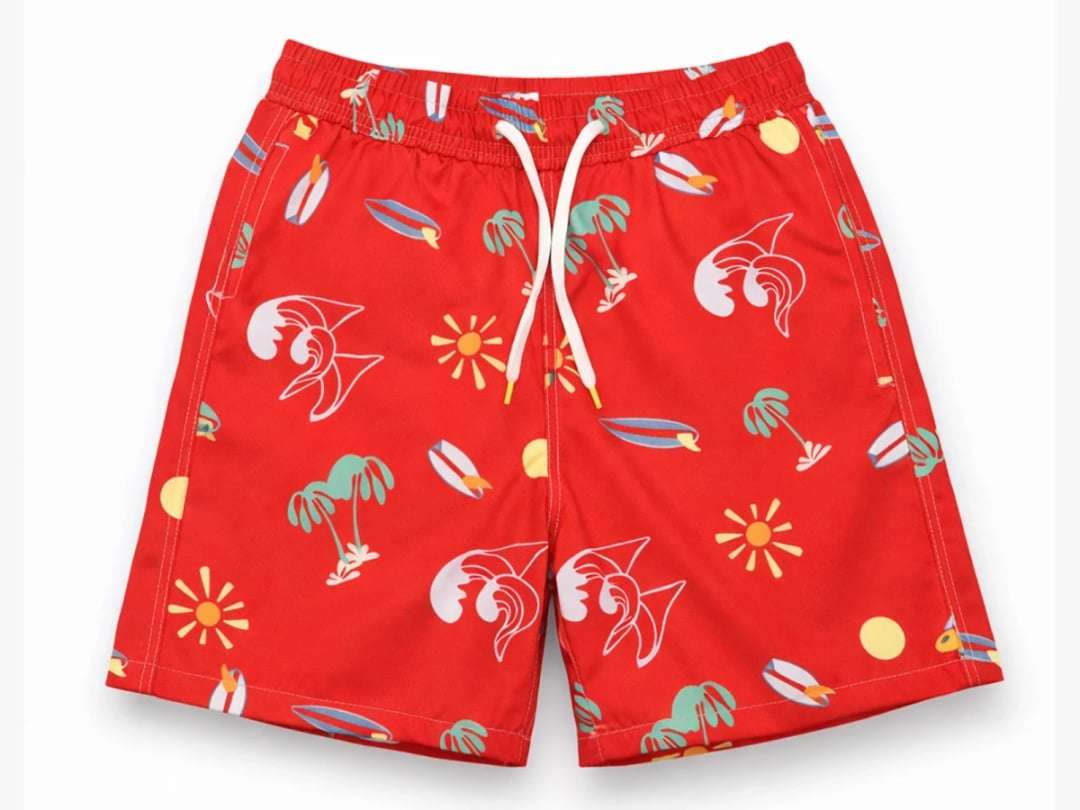 Patterned Boys' Swim Shorts – Red Surf Print, Pack of 6 - Lyrax Kids - by Peralane
