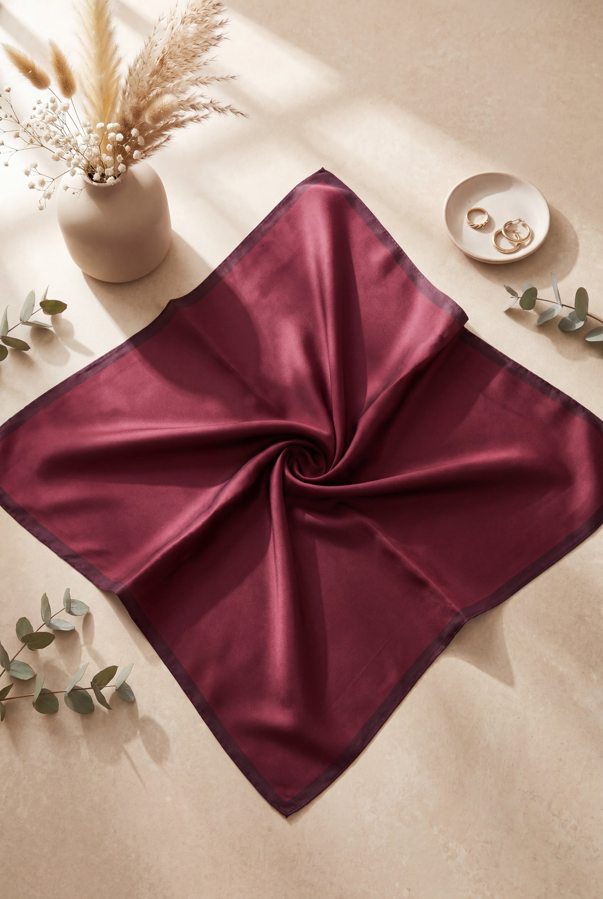 Solid Rayon Scarf - Burgundy - Podyumplus - by Peralane