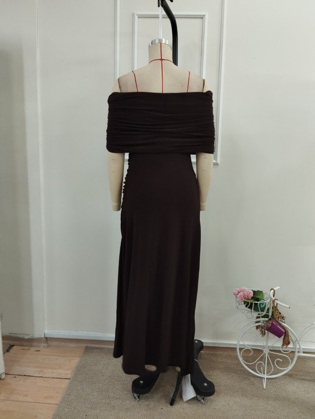 Women's Off-Shoulder Ruched Maxi Dress with Side Slit - Janes - by Peralane - photo 7