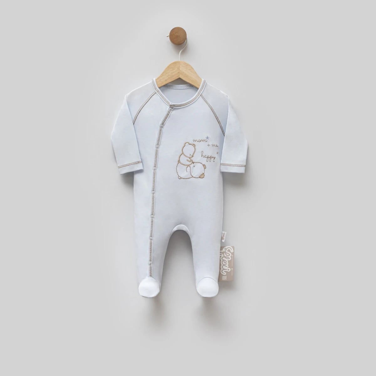Baby Romper with Feet - Light Blue - Pack of 3 - Flexi Baby - by Peralane