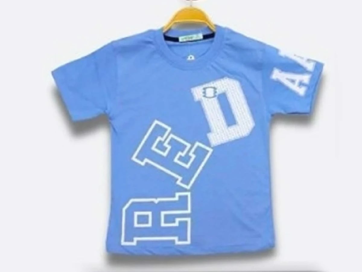 Light Blue Boys' Cotton T-Shirt with Collegiate Print (Pack of 5) - Bittos Kids - by Peralane