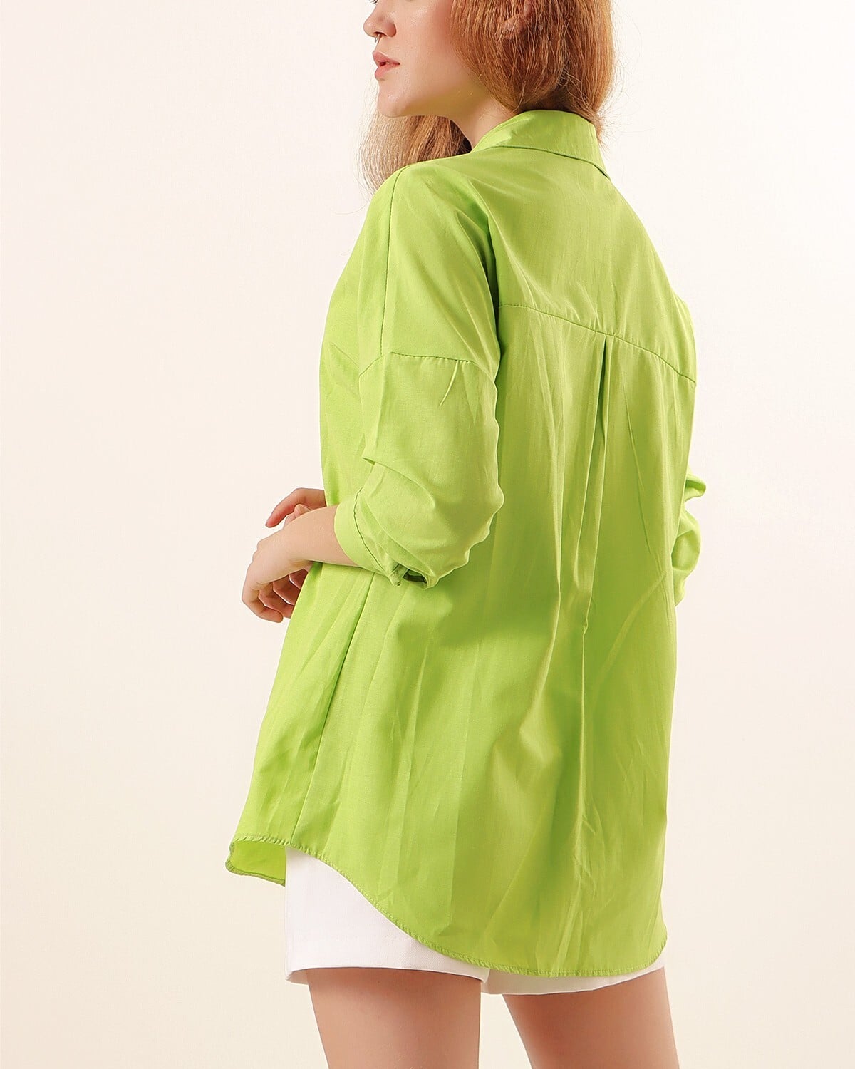 Oversize Long Basic Blouse - Bright Lime Green - Bigdart - by Peralane - photo 5