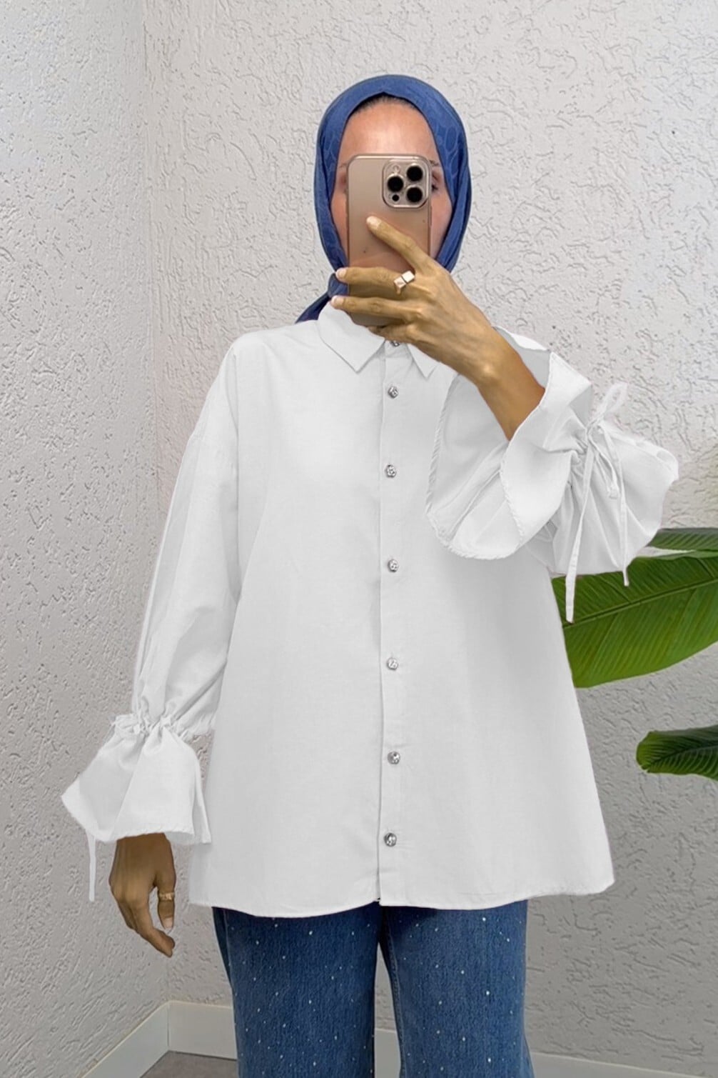 White Ruffled Sleeve Pleated Back Blouse - Podyumplus - by Peralane