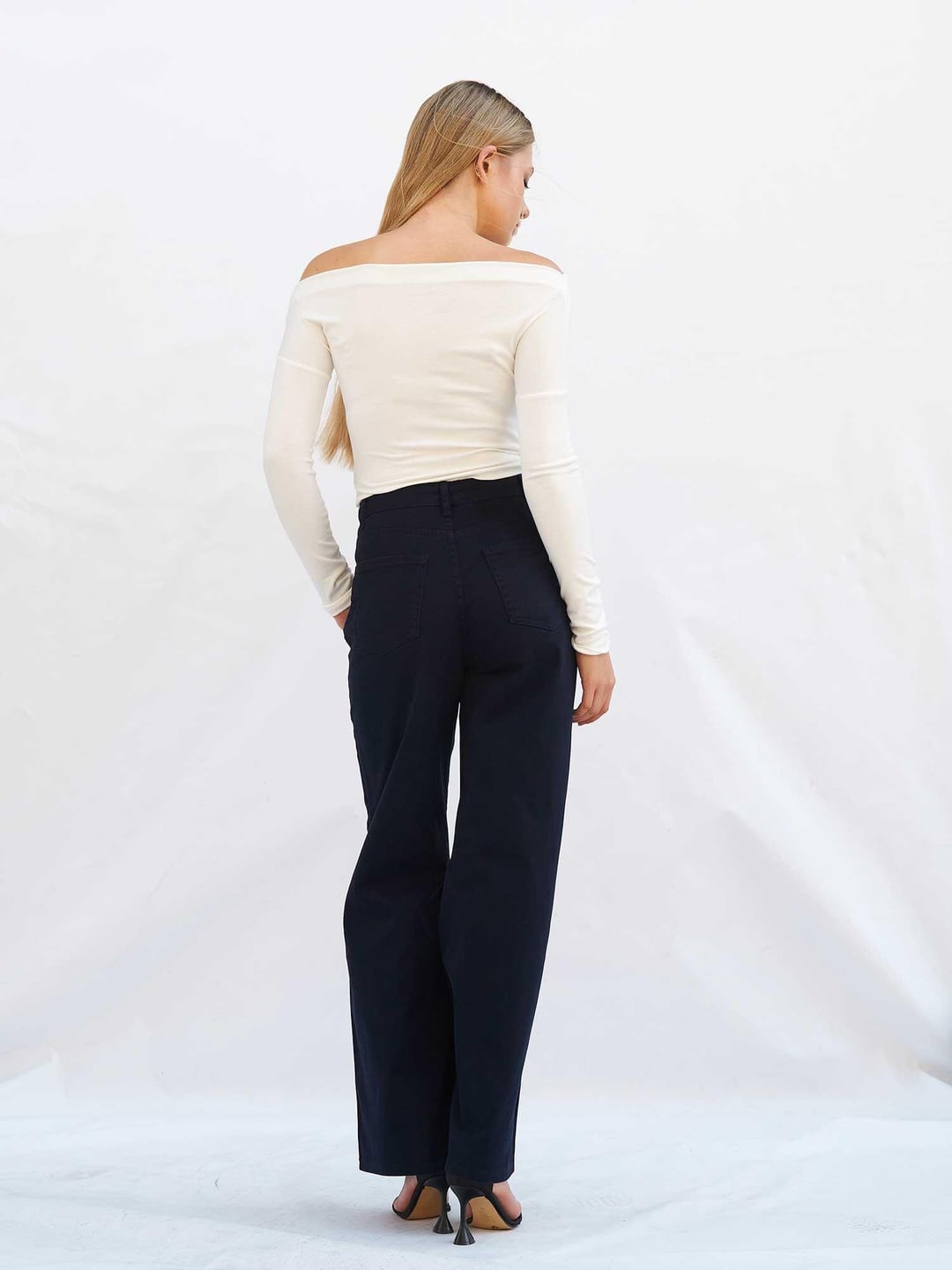 Navy Blue 5-Pocket Palazzo Trousers - Lefon - by Peralane - photo 3