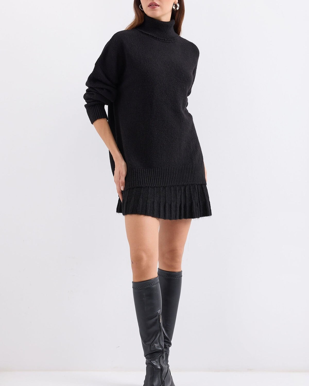 Black Knit Sweater and Skirt Two-Piece Set - Bigdart - by Peralane - photo 3