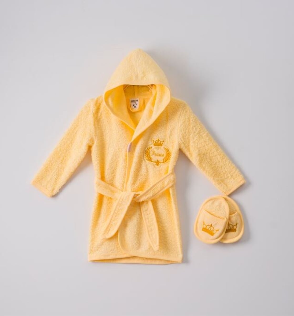 Boys' Hooded Terry Bathrobe and Slipper Set (1-4 Years) - Light Blue - Ramel Kids - by Peralane