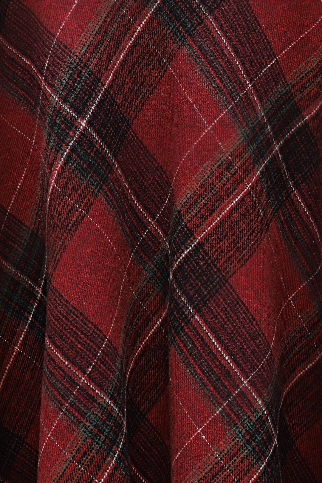 Plaid Wool Blend A-Line Skirt with Side Zipper - Burgundy - Podyumplus - by Peralane - photo 7