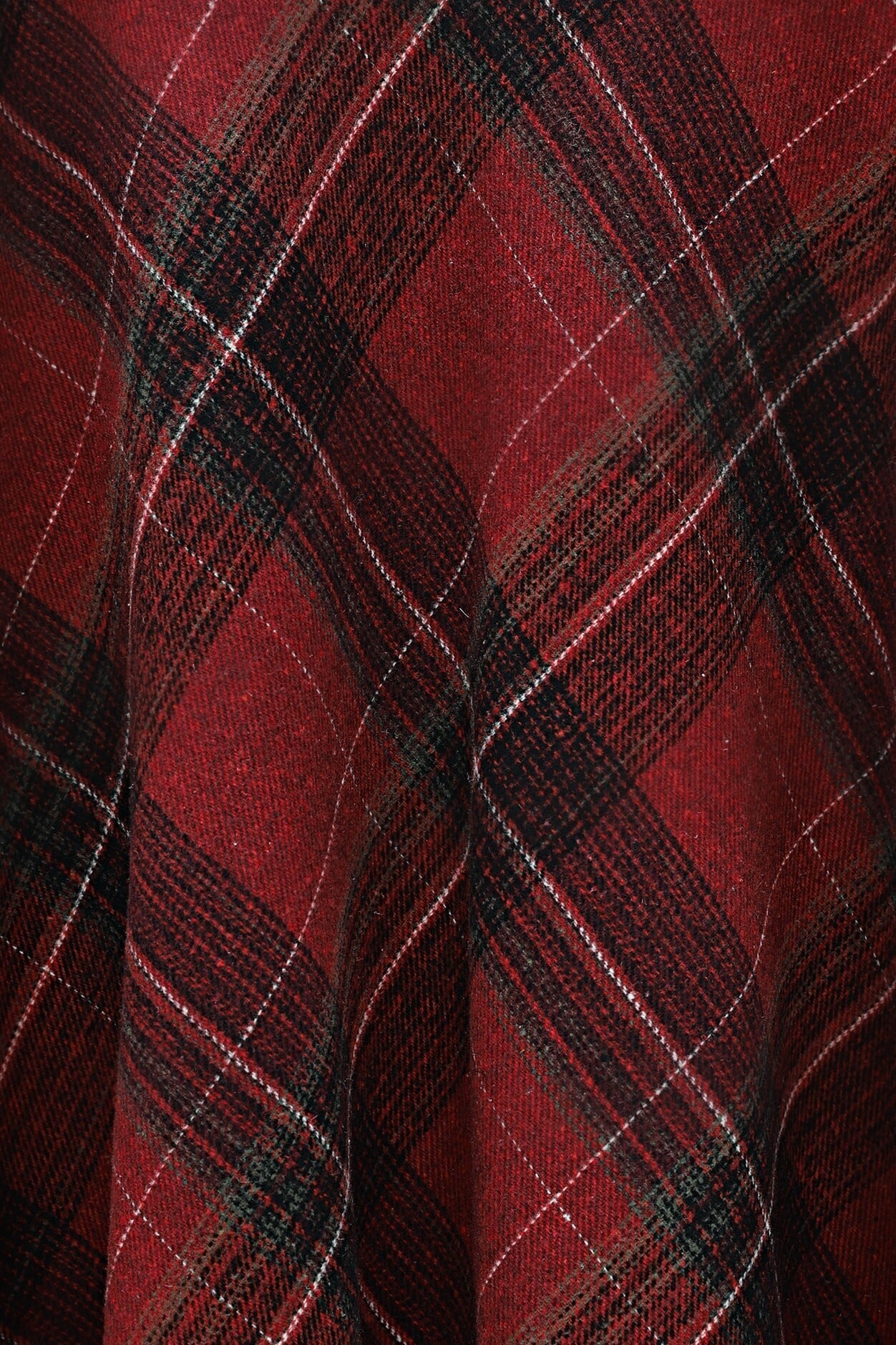 Plaid Wool Blend A-Line Skirt with Side Zipper - Burgundy - Podyumplus - by Peralane - photo 7