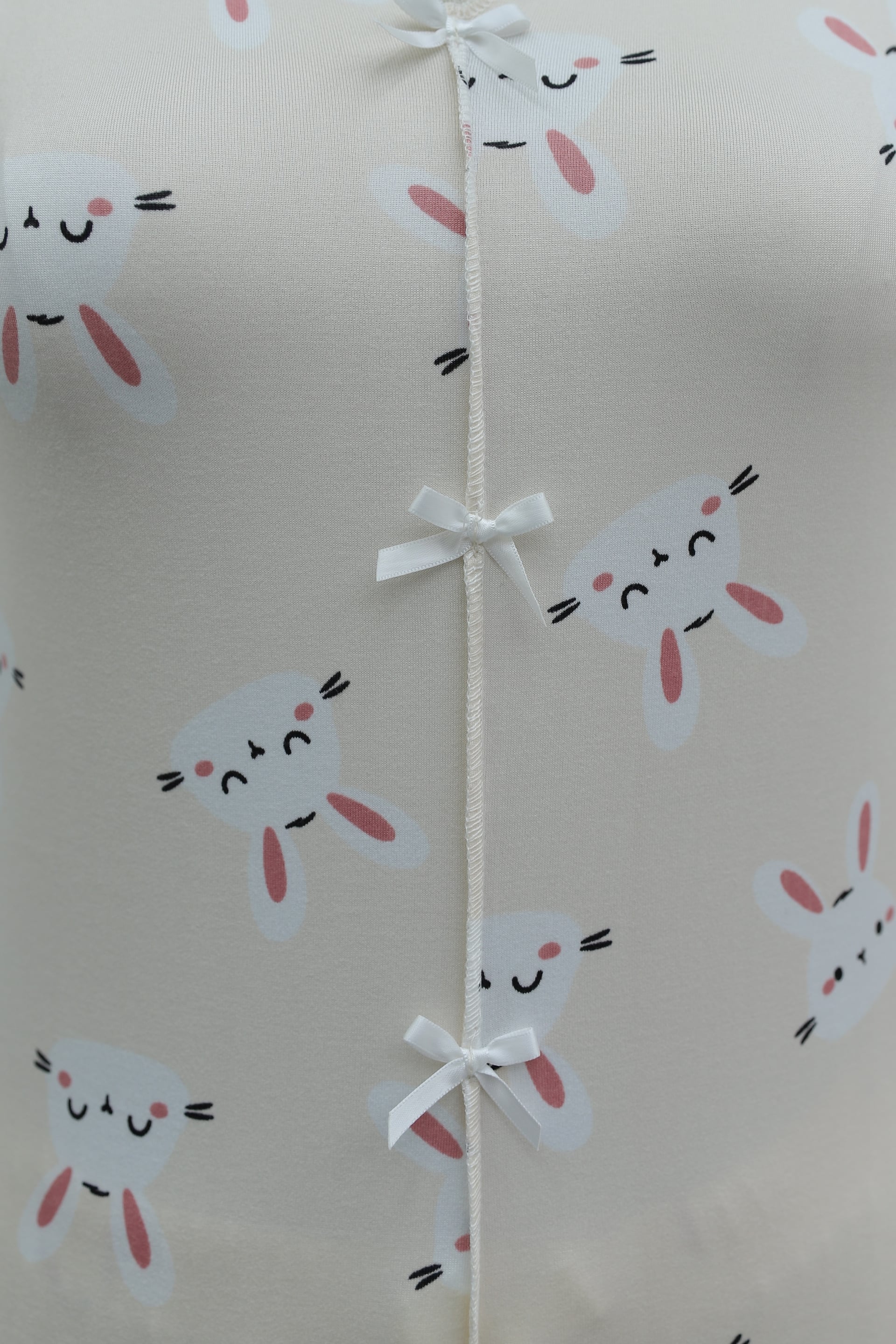 Women's Cream Bunny Print V-Neck Tie-Front Short-Sleeve Jersey Pajama Set - Podyumplus - by Peralane - photo 5