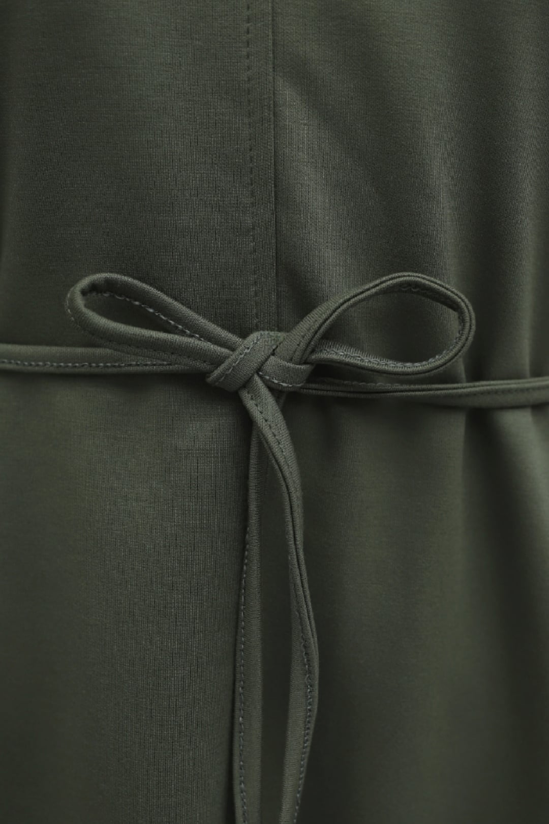 Olive Green Knit Tunic with Tie Belt and Striped Cuffs - Podyumplus - by Peralane - photo 6