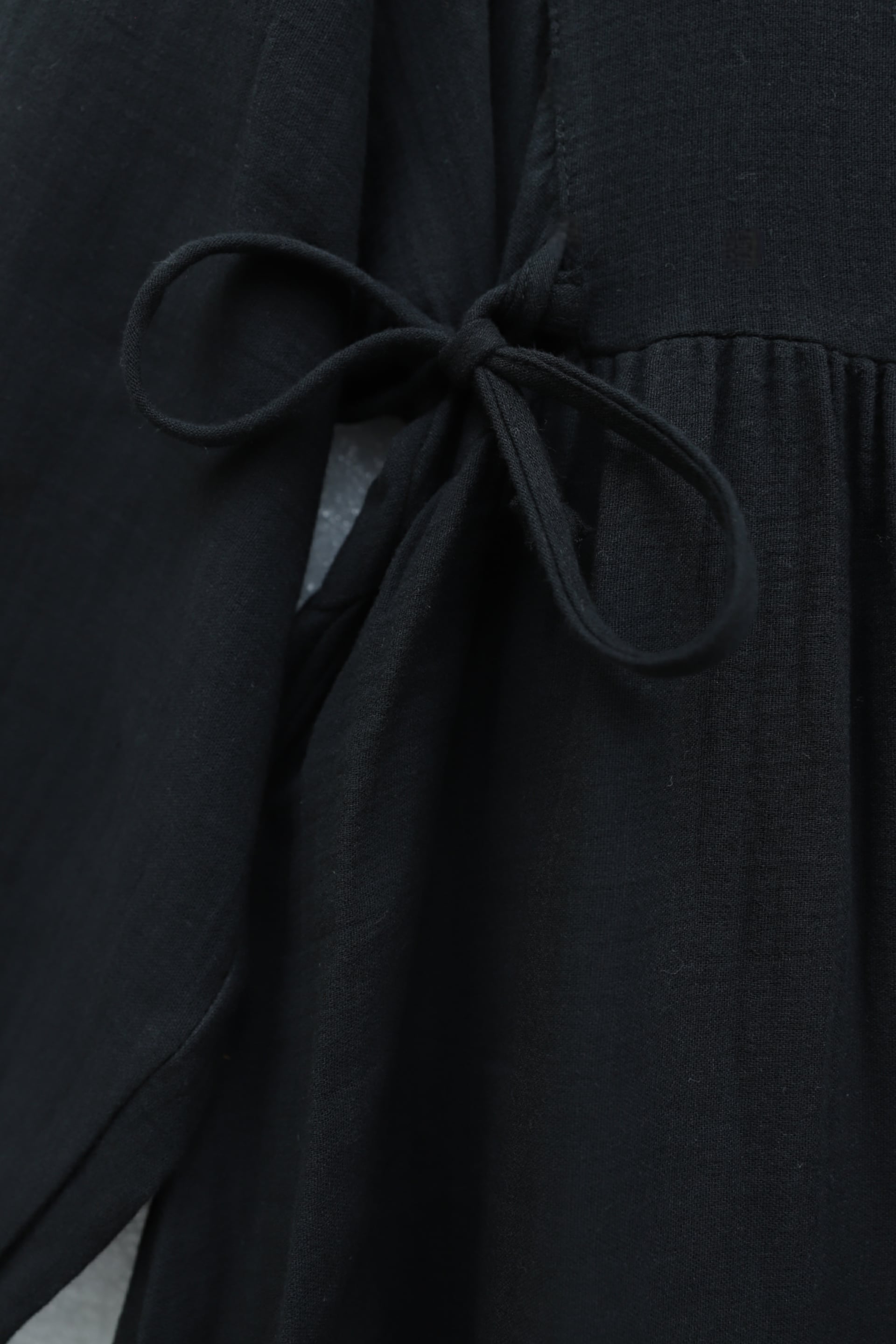 Half Button Long Sleeve Tie Waist Muslin Dress - Black - Podyumplus - by Peralane - photo 4