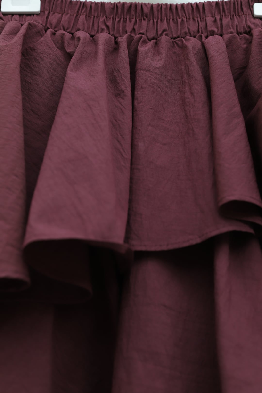 Burgundy Elasticated Waist Tiered Lined Cupro Skirt - Podyumplus - by Peralane - photo 6