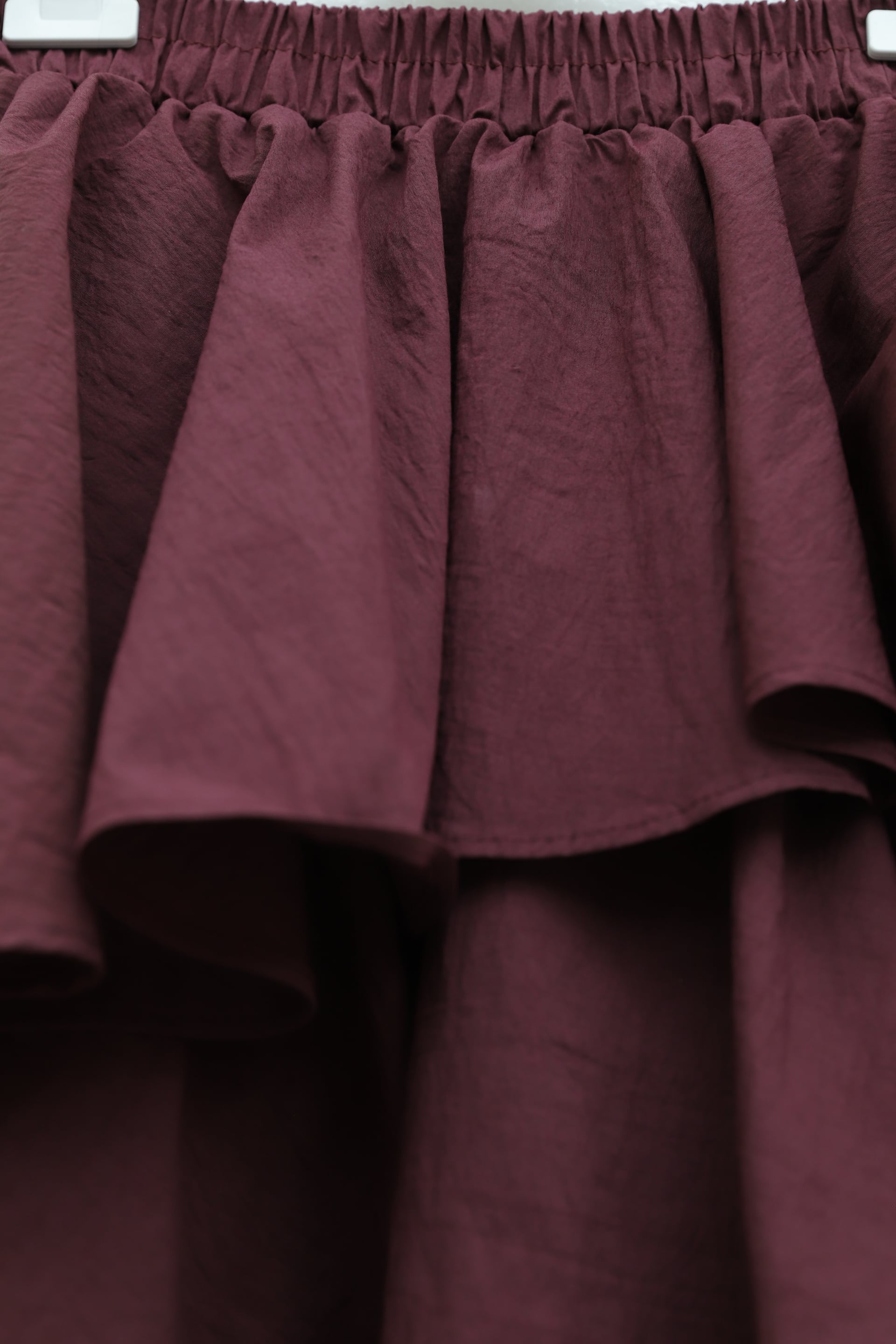 Burgundy Elasticated Waist Tiered Lined Cupro Skirt - Podyumplus - by Peralane - photo 6
