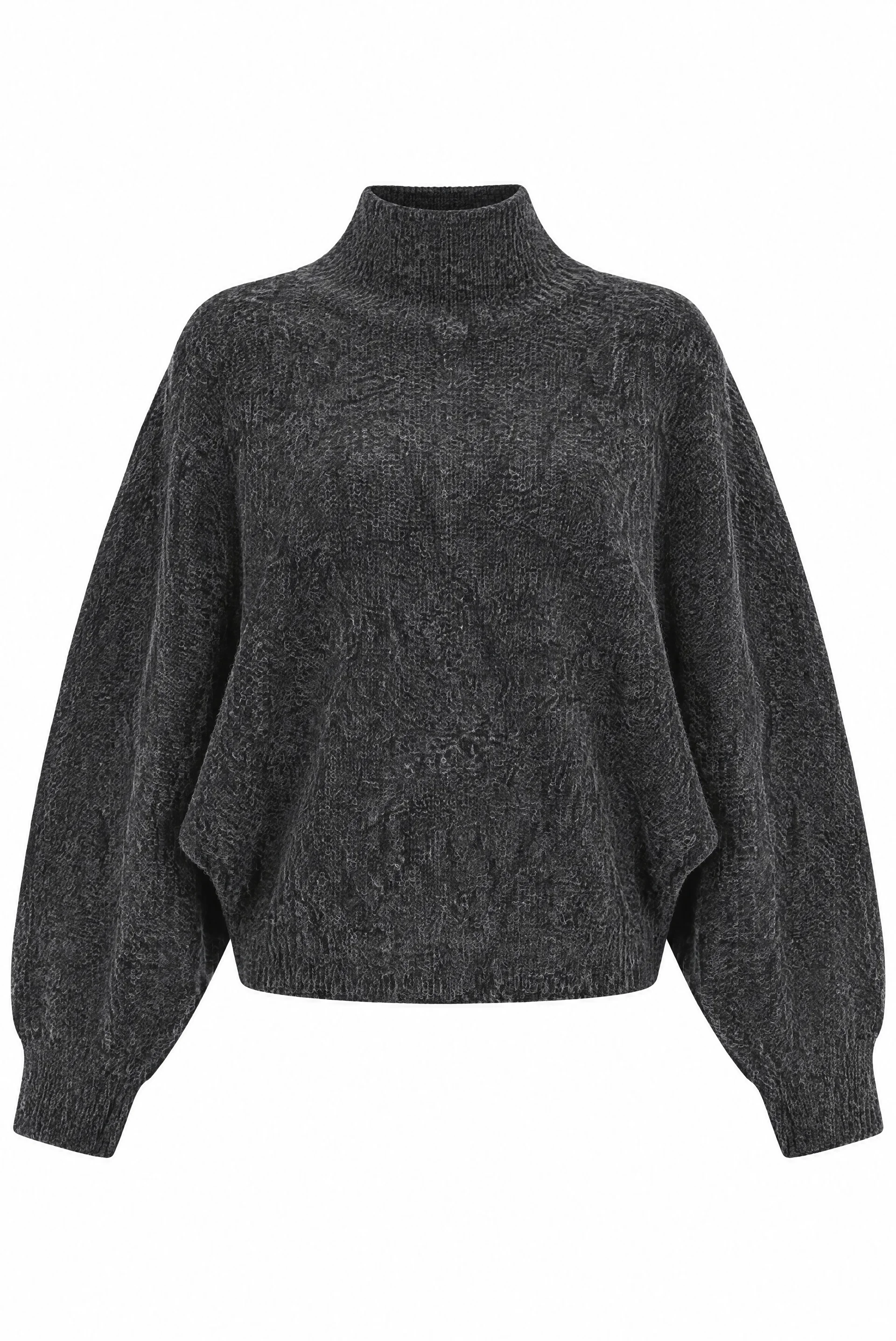 Women's Batwing Sleeve Oversized Knit Sweater with Plaid Midi Skirt Set - Black - Bigdart - by Peralane - photo 3
