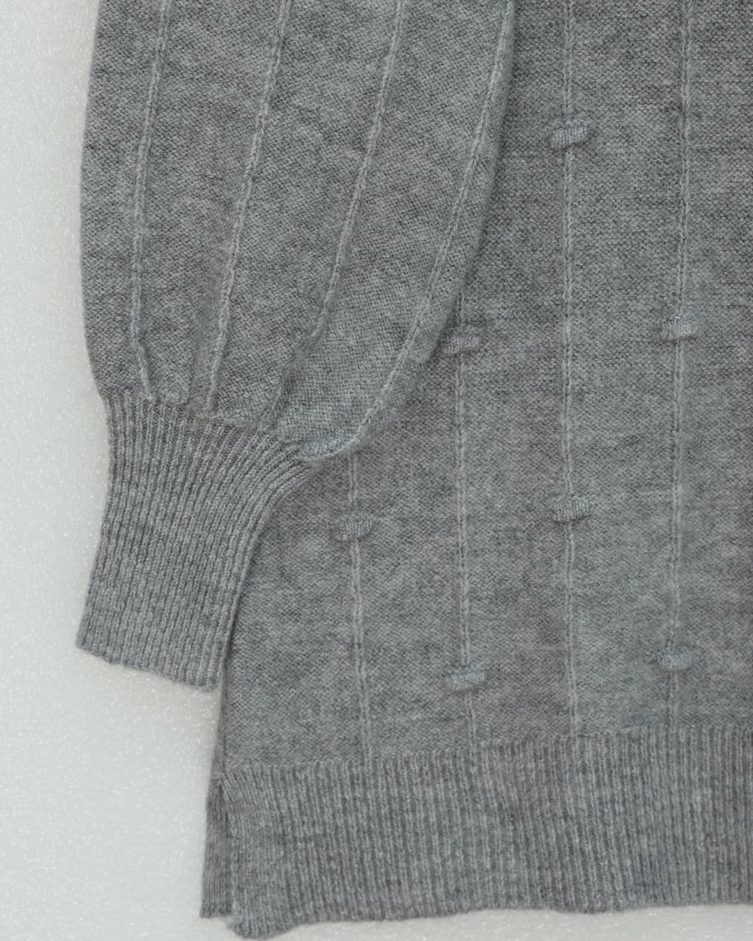 Side Slit Pompom Soft Knit Sweater - Grey - Podyumplus - by Peralane - photo 4